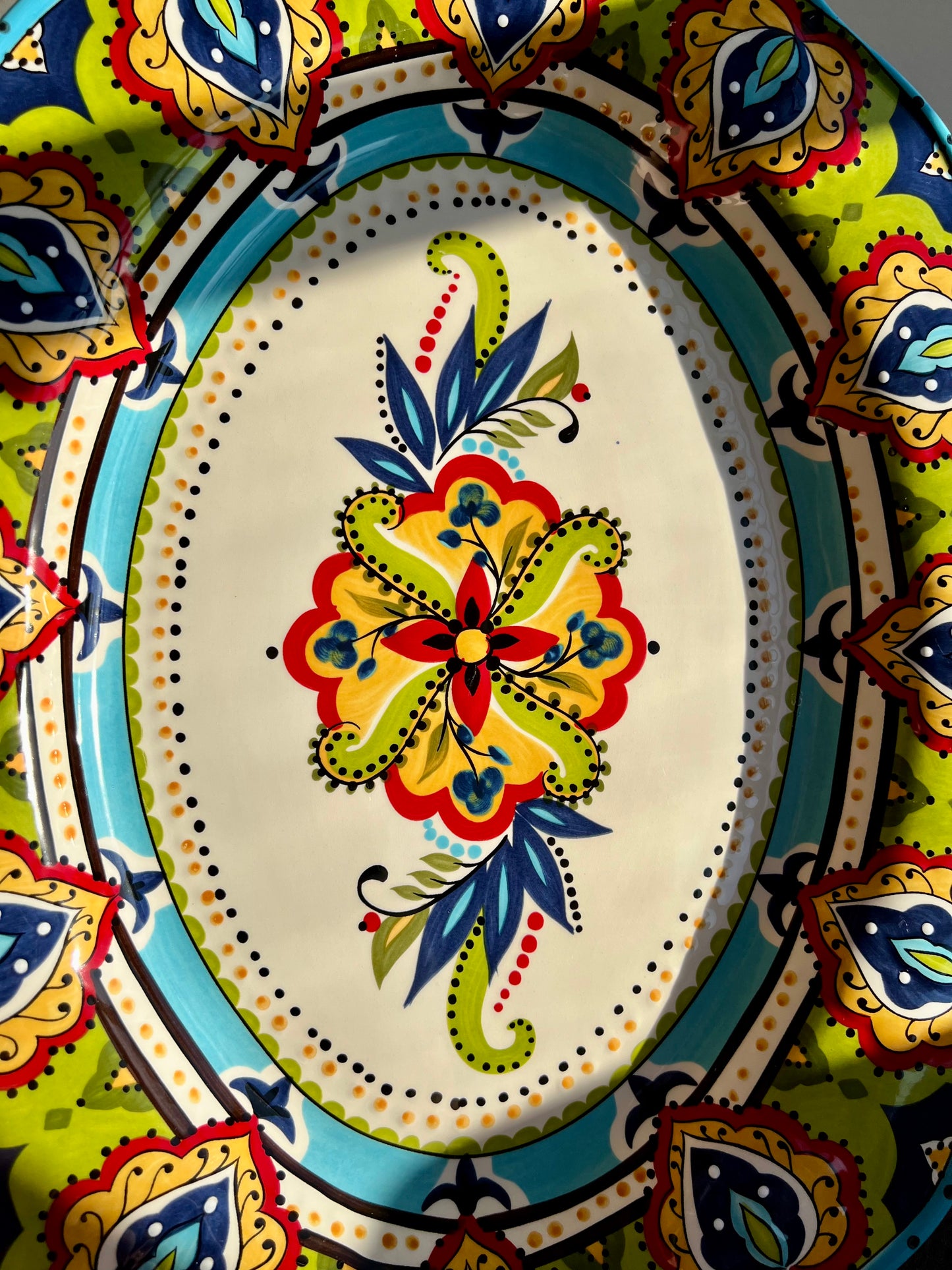 Bocca Espania Colorful Floral Decor, Large Oval Vintage Ceramic Serving Platter