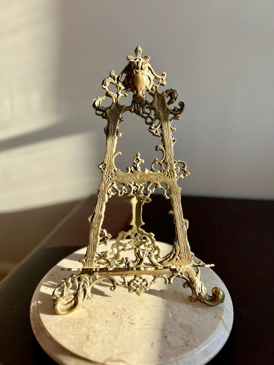 Victorian Style Ornate Brass Easel, Vintage Cookbook or Painting Holder