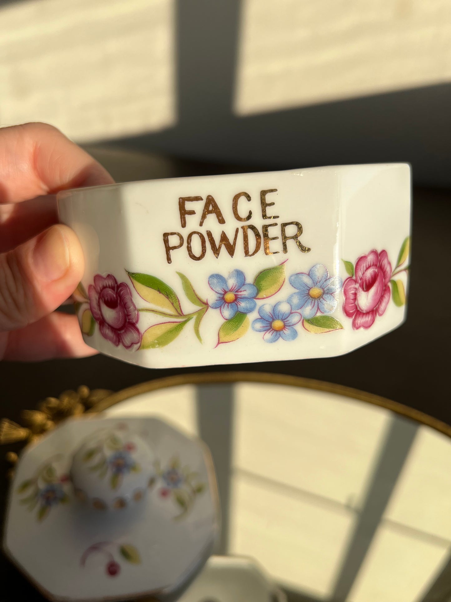 Lady Barrington Vintage Japan Face Powder Floral Porcelain Jar