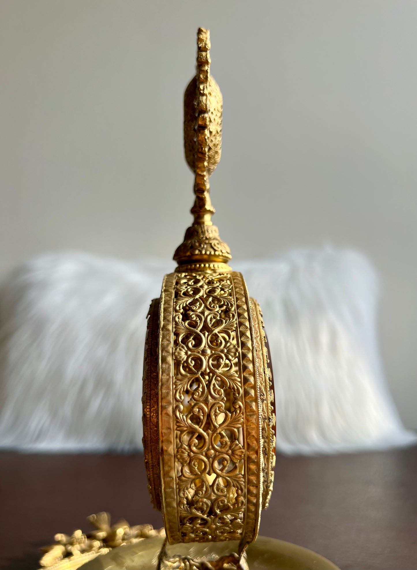Hollywood Regency Style Vintage Vanity Gold Gilt Perfume Bottle Filigree Ormolu