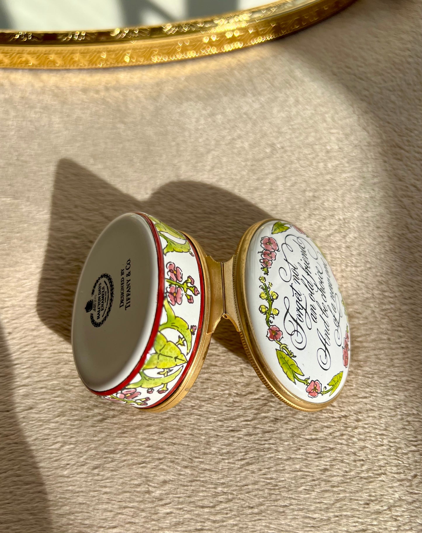 Designed by TIFFANY & Co. Halcyon Days Vintage Floral Decor Enamel Trinket Box