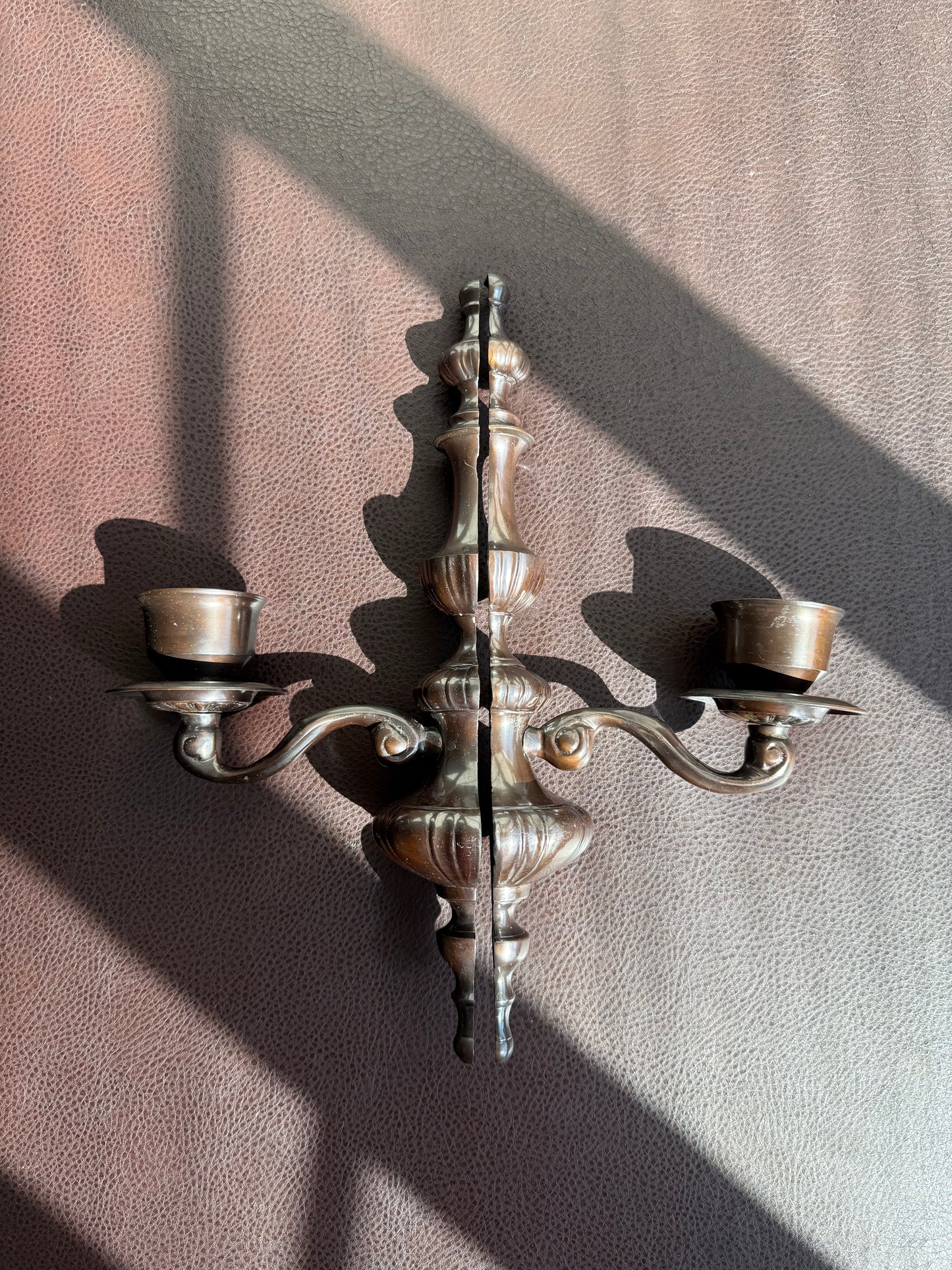 Vintage Wall Decor Candlestick Holder Candelabra Large Sconces, Cast Iron and Stunning Bronze-brown Finish (2 pieces/ one pair)