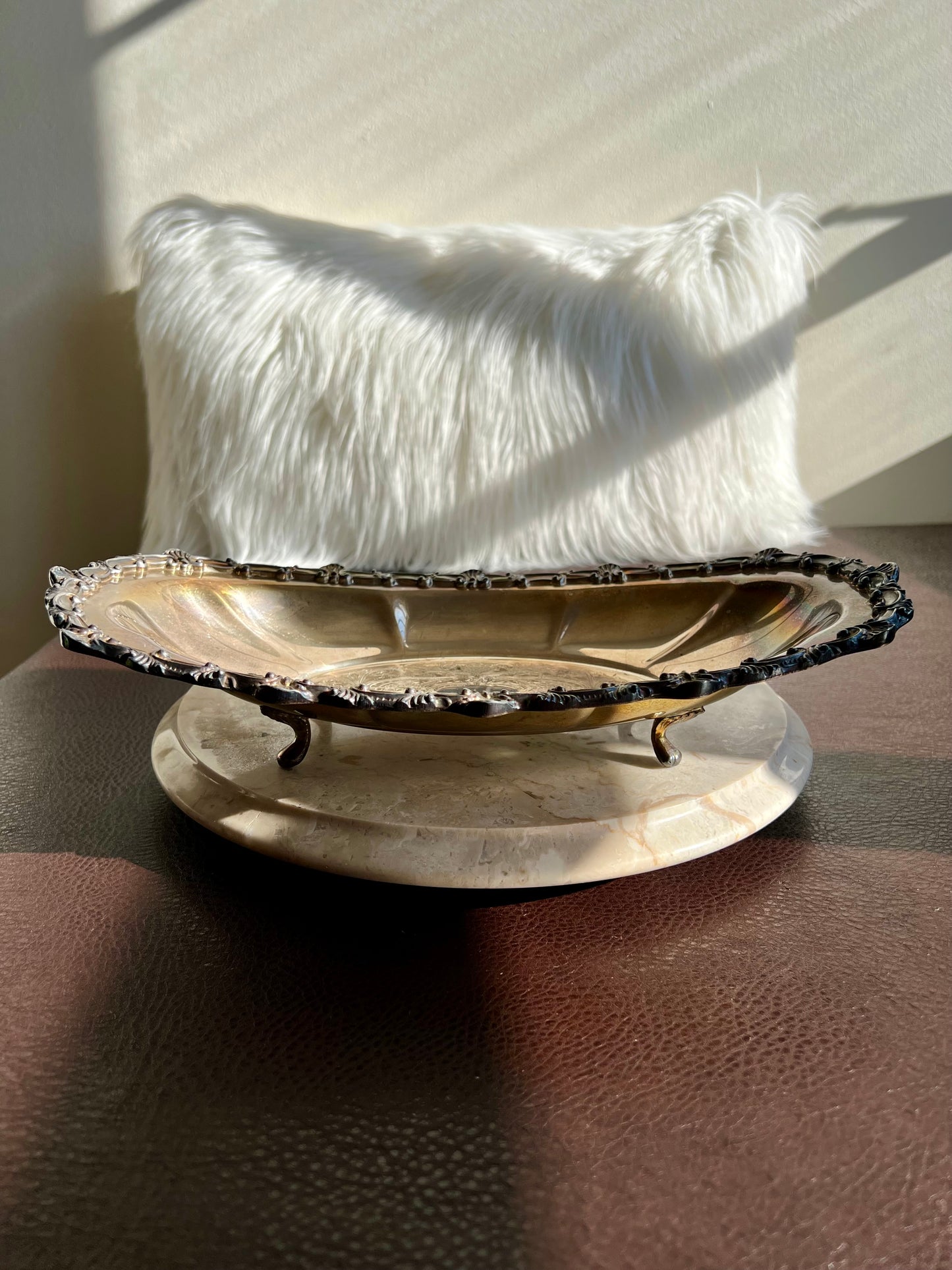 Antique Oval Silver on Copper Footed Numbered Tray/ Dish by Hartford Sterling Company from America