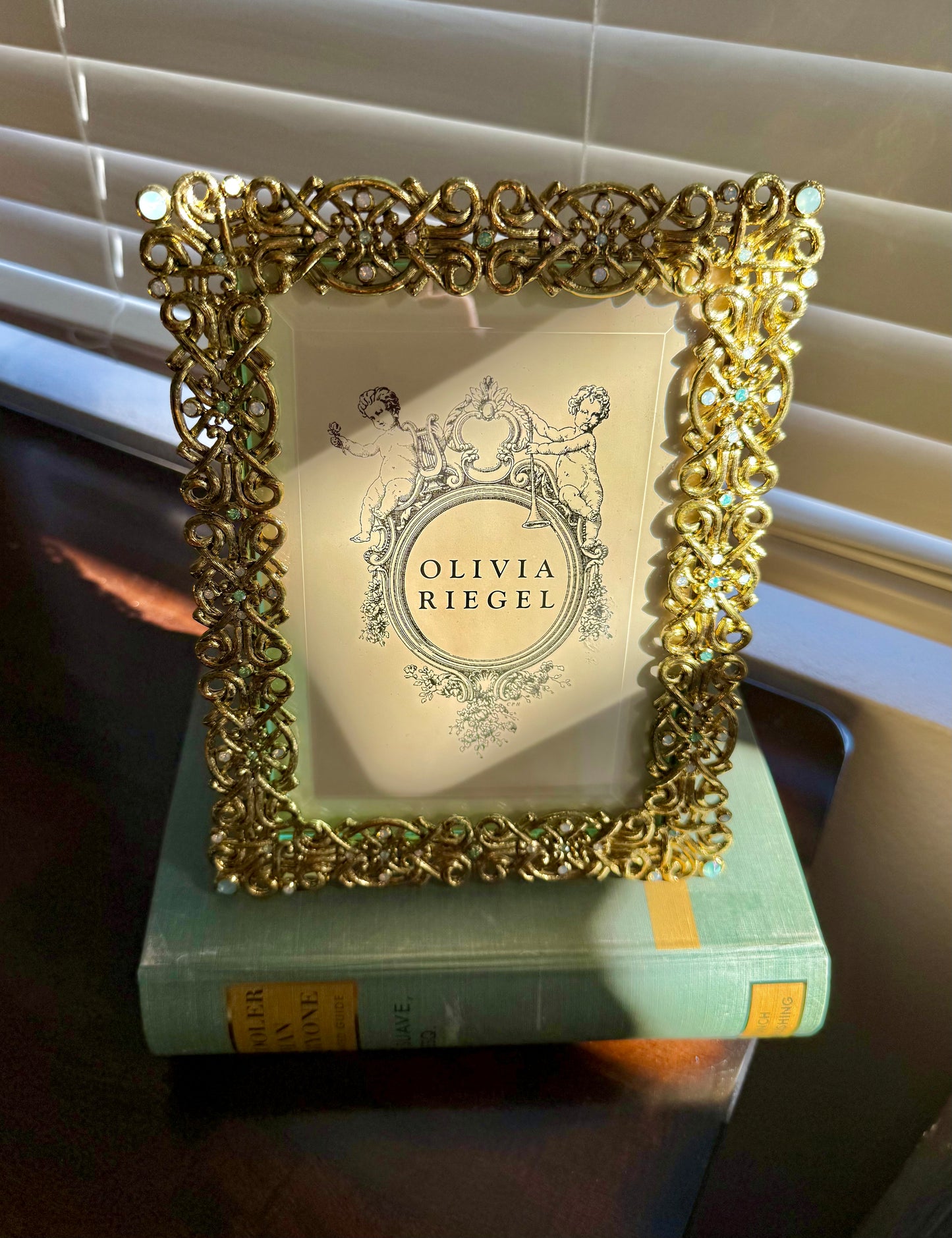 Olivia Riegel Vintage Luxury Decorative Jewel Encrusted Ornate Gold Plated Photo/ Picture Frame with Beautiful Crystals
