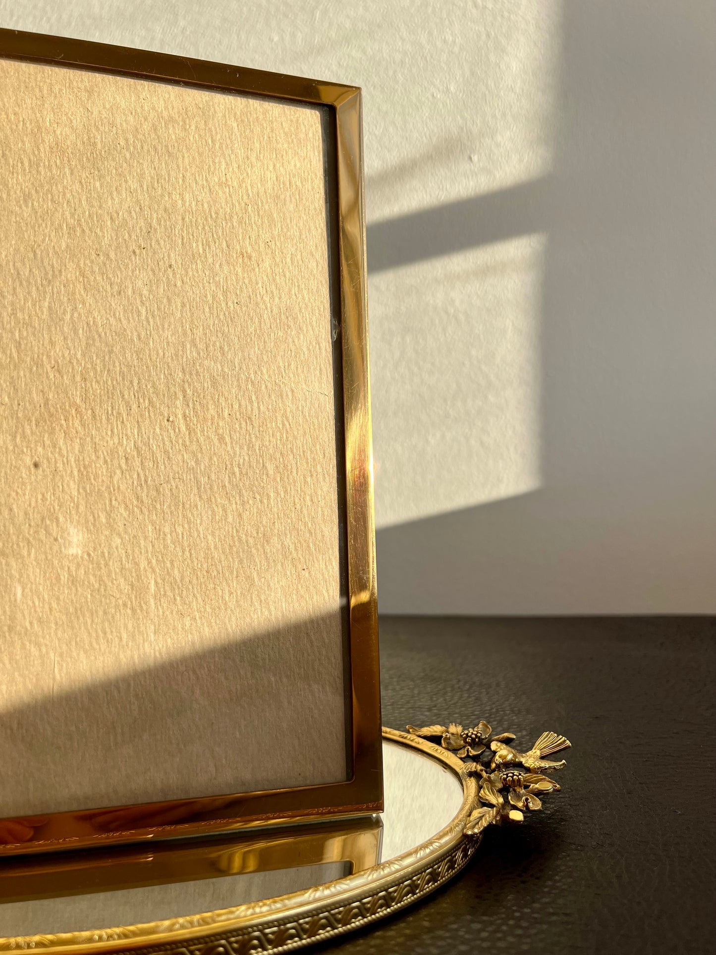 Beautiful Gold Tone Metal Vintage 8 X 10 Elegant Photo/ Picture Frame and Plush Cover on the Back, from Beverly Hills Estate Sale