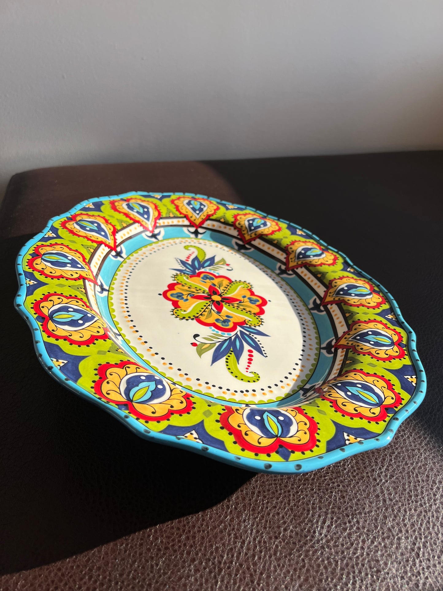 Bocca Espania Colorful Floral Decor, Large Oval Vintage Ceramic Serving Platter