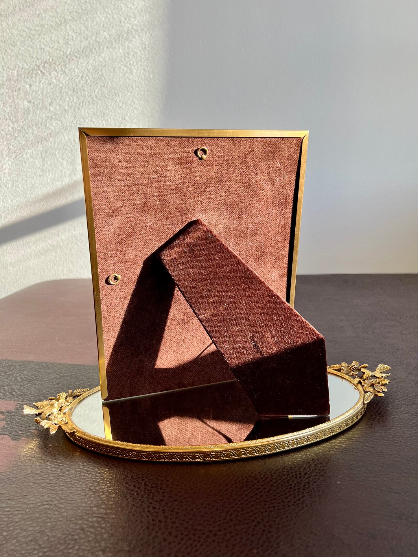 Beautiful Gold Tone Metal Vintage 8 X 10 Elegant Photo/ Picture Frame and Plush Cover on the Back, from Beverly Hills Estate Sale