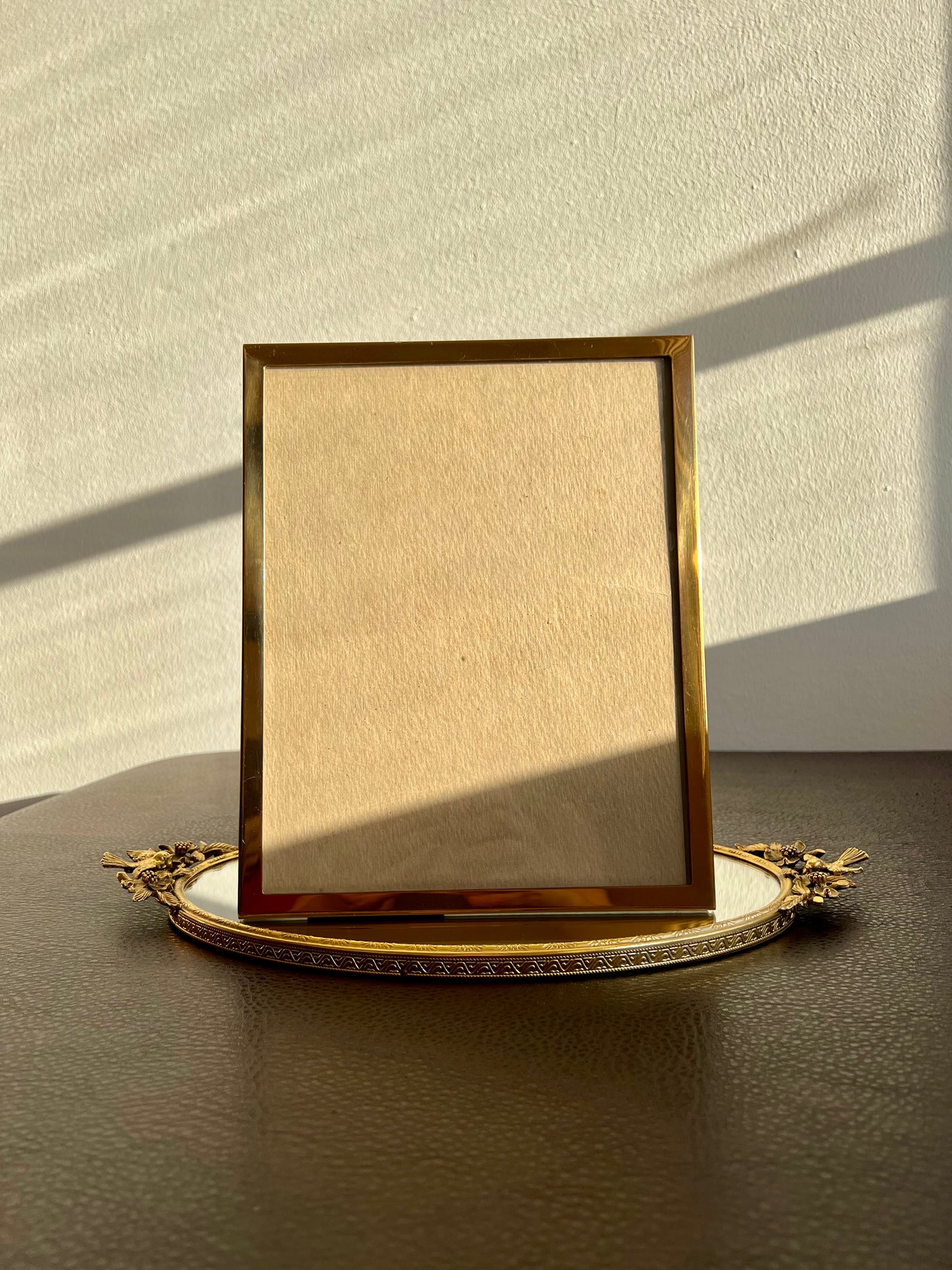 Beautiful Gold Tone Metal Vintage 8 X 10 Elegant Photo/ Picture Frame and Plush Cover on the Back, from Beverly Hills Estate Sale