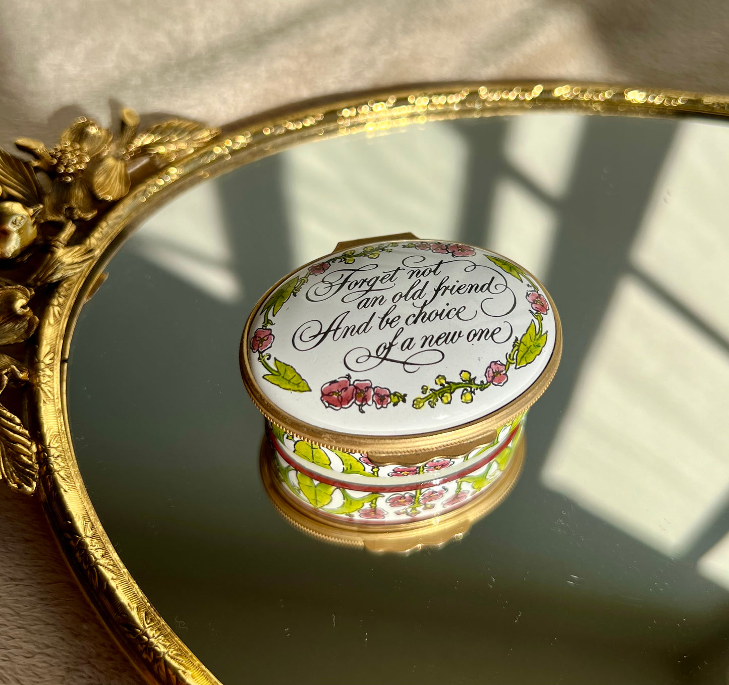 Designed by TIFFANY & Co. Halcyon Days Vintage Floral Decor Enamel Trinket Box