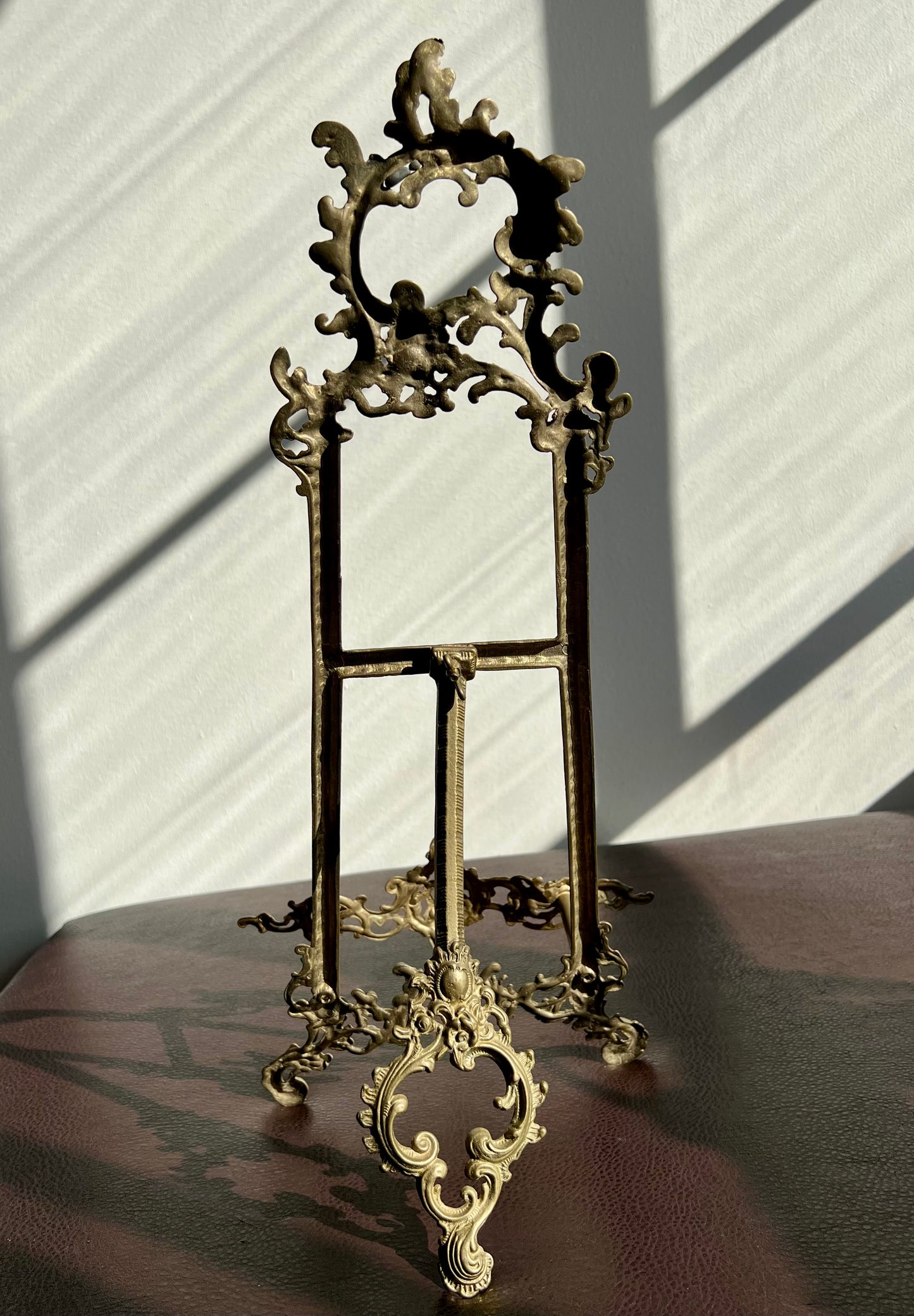 Big 21.5” Vintage Display Brass Ornate Victorian Style Easel Cookbook or Painting Holder