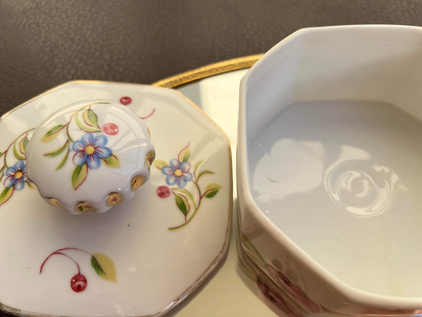 Lady Barrington Vintage Japan Face Powder Floral Porcelain Jar