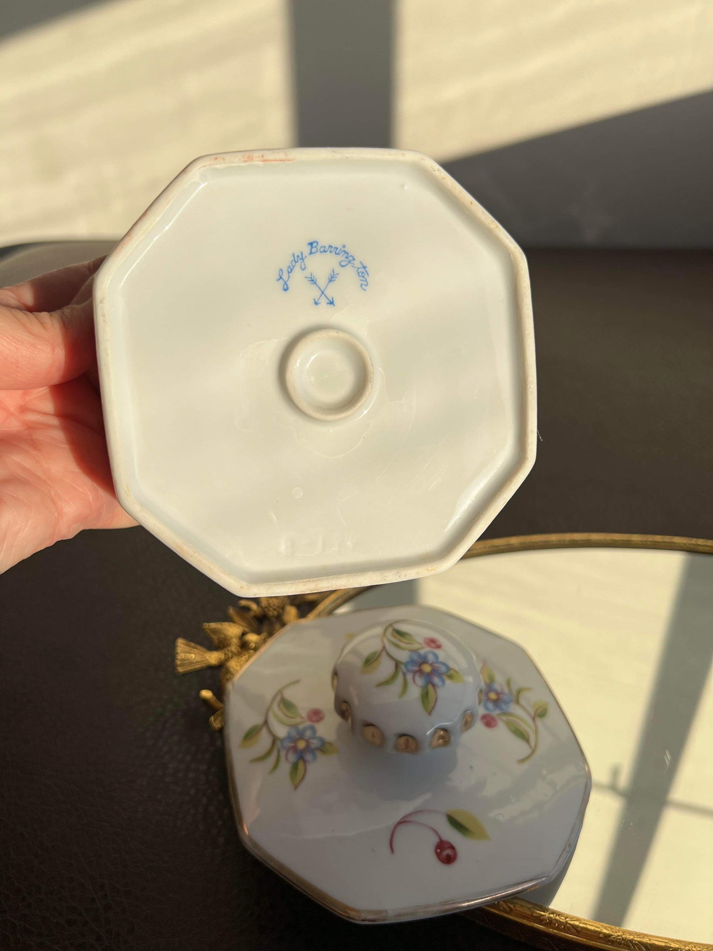 Lady Barrington Vintage Japan Face Powder Floral Porcelain Jar