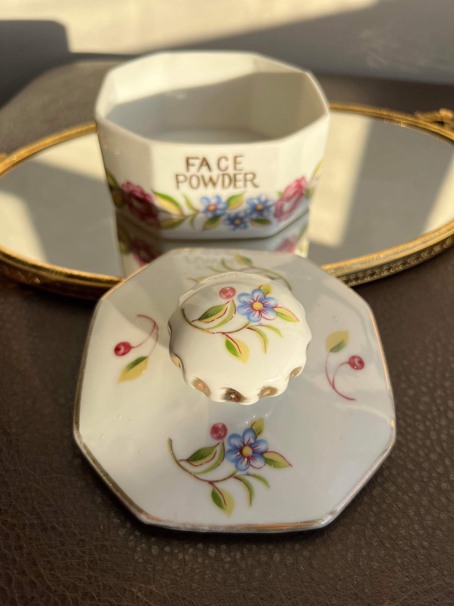 Lady Barrington Vintage Japan Face Powder Floral Porcelain Jar