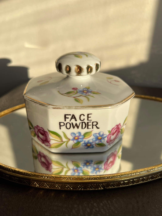 Lady Barrington Vintage Japan Face Powder Floral Porcelain Jar