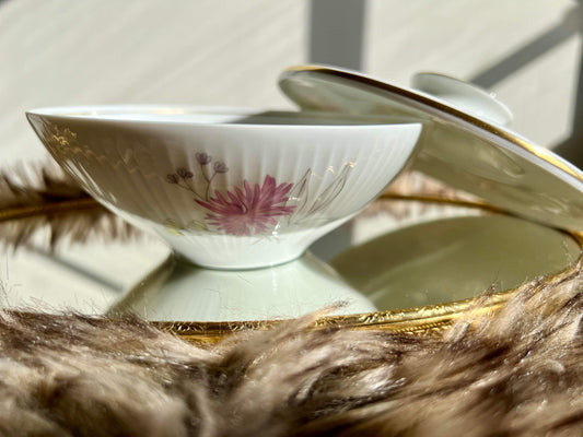 Rosenthal Thomas Vintage China Floral Ribbed Bowl with lid
