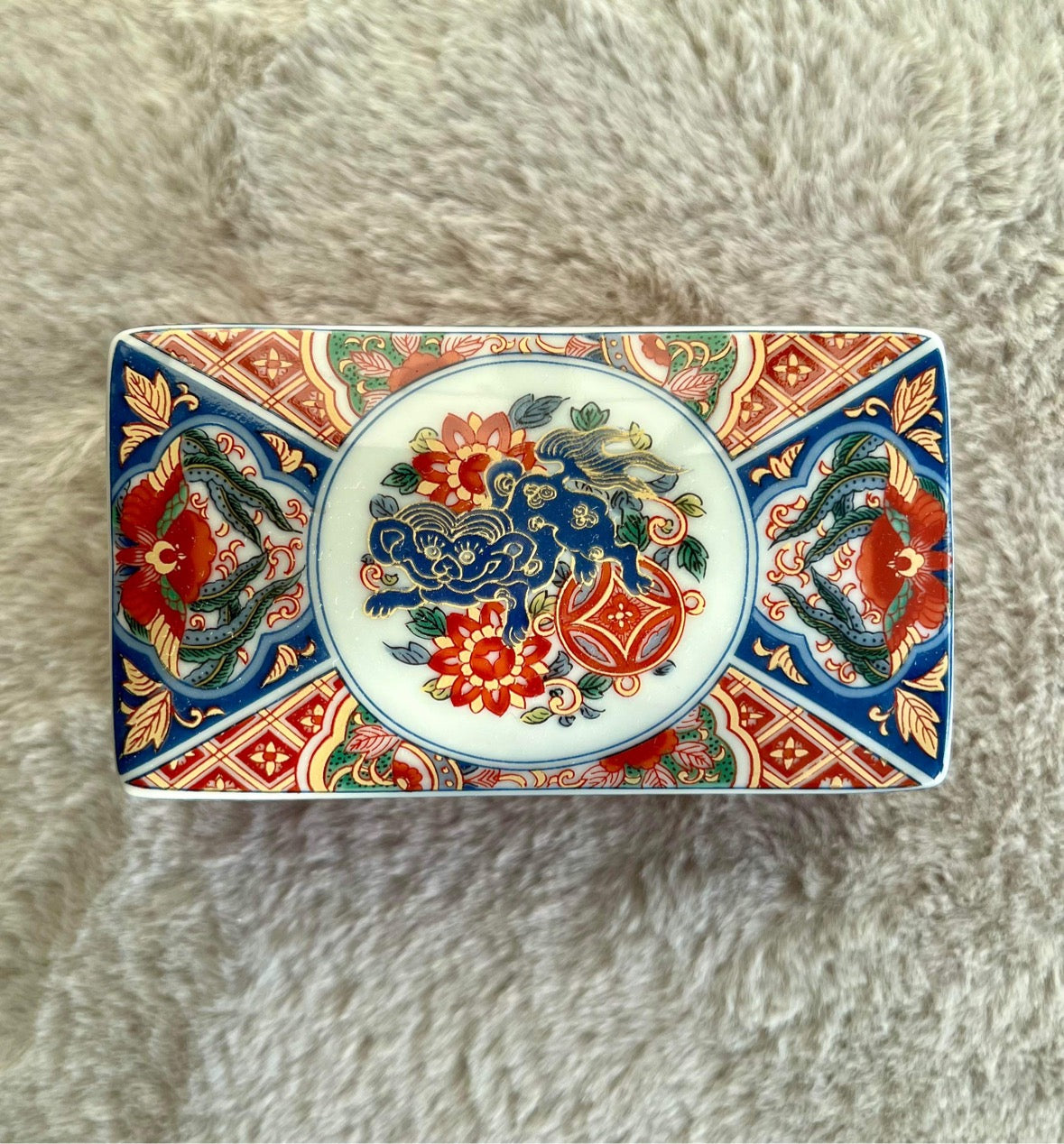 Toyo Nishiki Imari Floral Japan Vintage Decorative Porcelain Jewelry/ Trinket Square Shaped Box