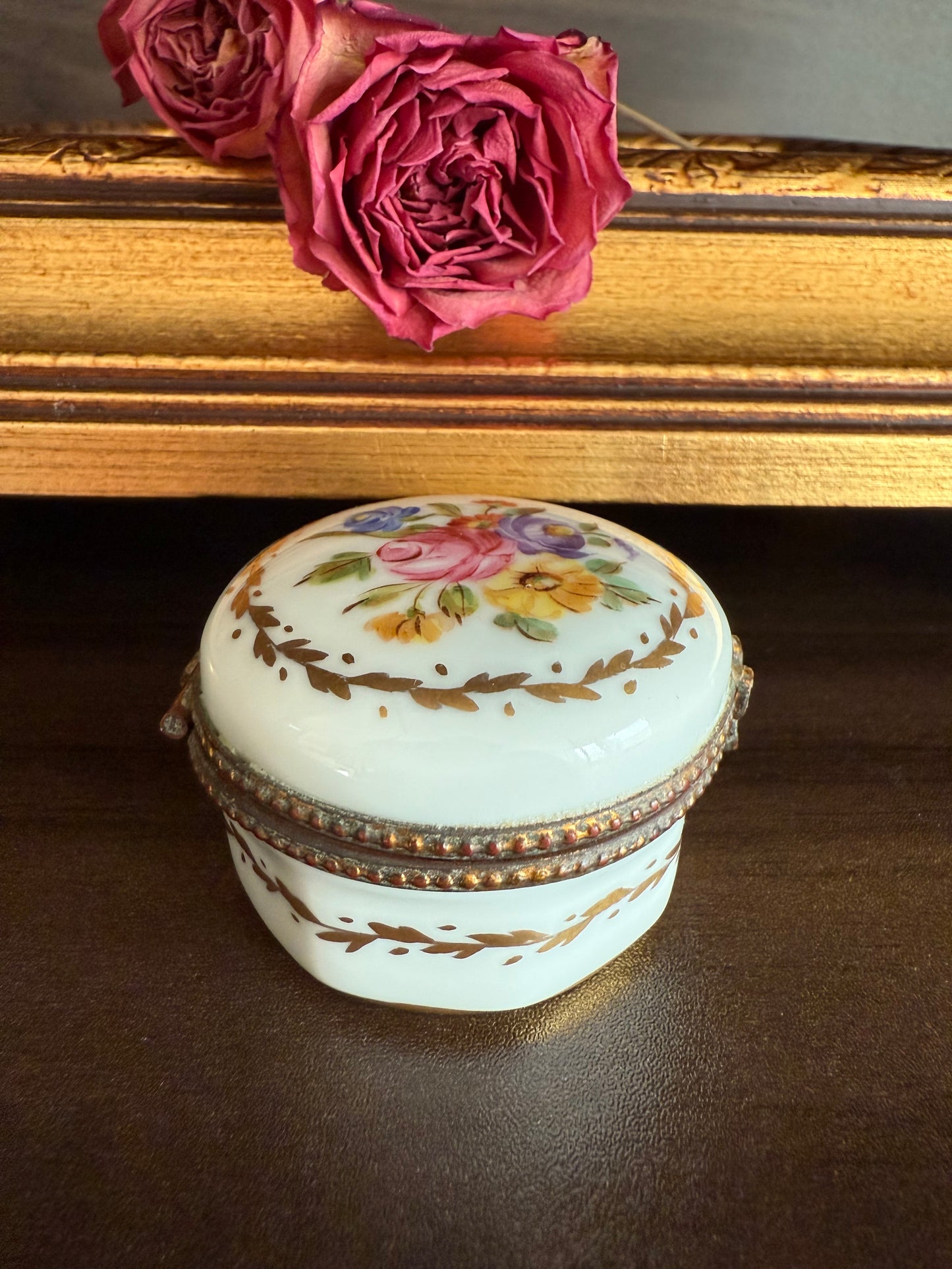 Antique Handmade and Hand-Painted Paris 1854 Porcelain Jewelry Box or Ring Holder - Made in France