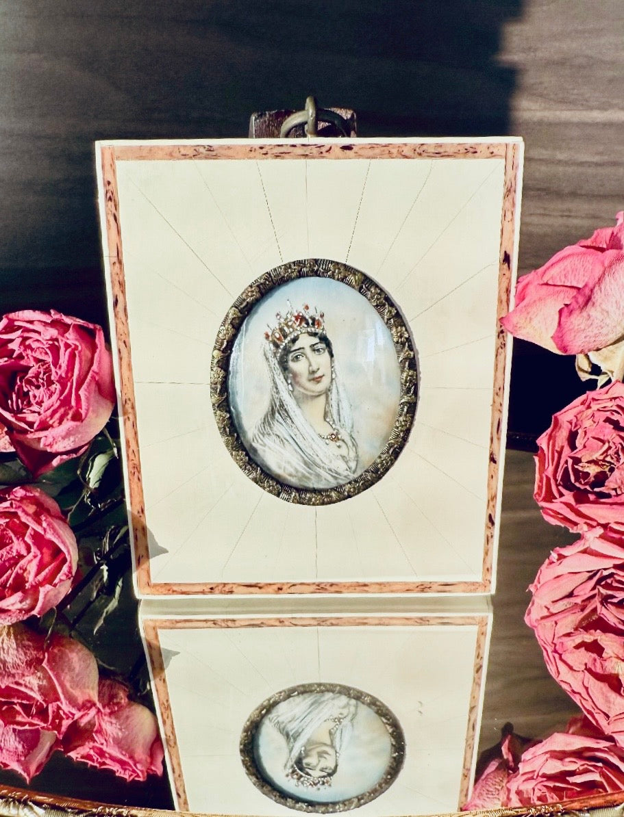 Antique early 20th-Century Miniature Hand-Painted Portrait of Empress Joséphine de Beauharnais, the first wife of Napoleon Bonaparte