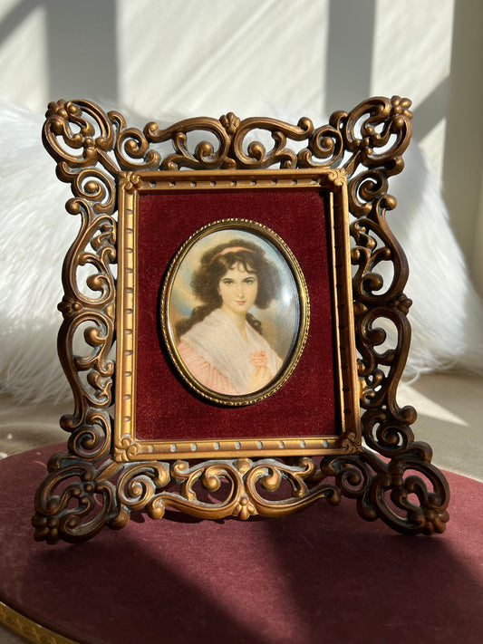 A Cameo Creation Vintage Framed Hubak Lady Girl Portrait by Unknown Artist