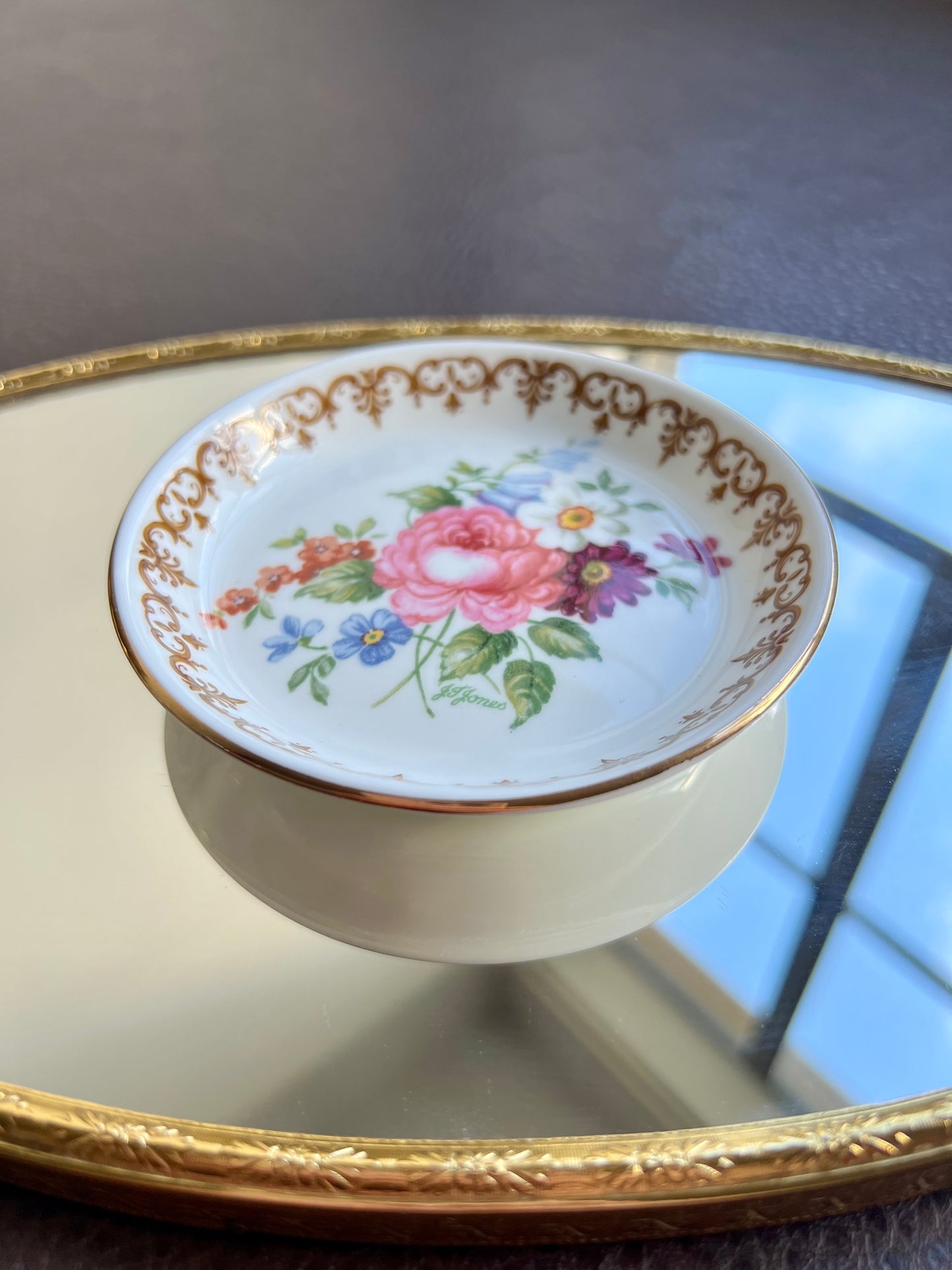 Crown Staffordshire floral design small ceramics pin tray