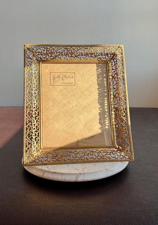 Gold Plated Antiqued Ornate Filigree Photo/ Picture Frame with Glass Front by Metalcraft, 8 X 10 Photo Size