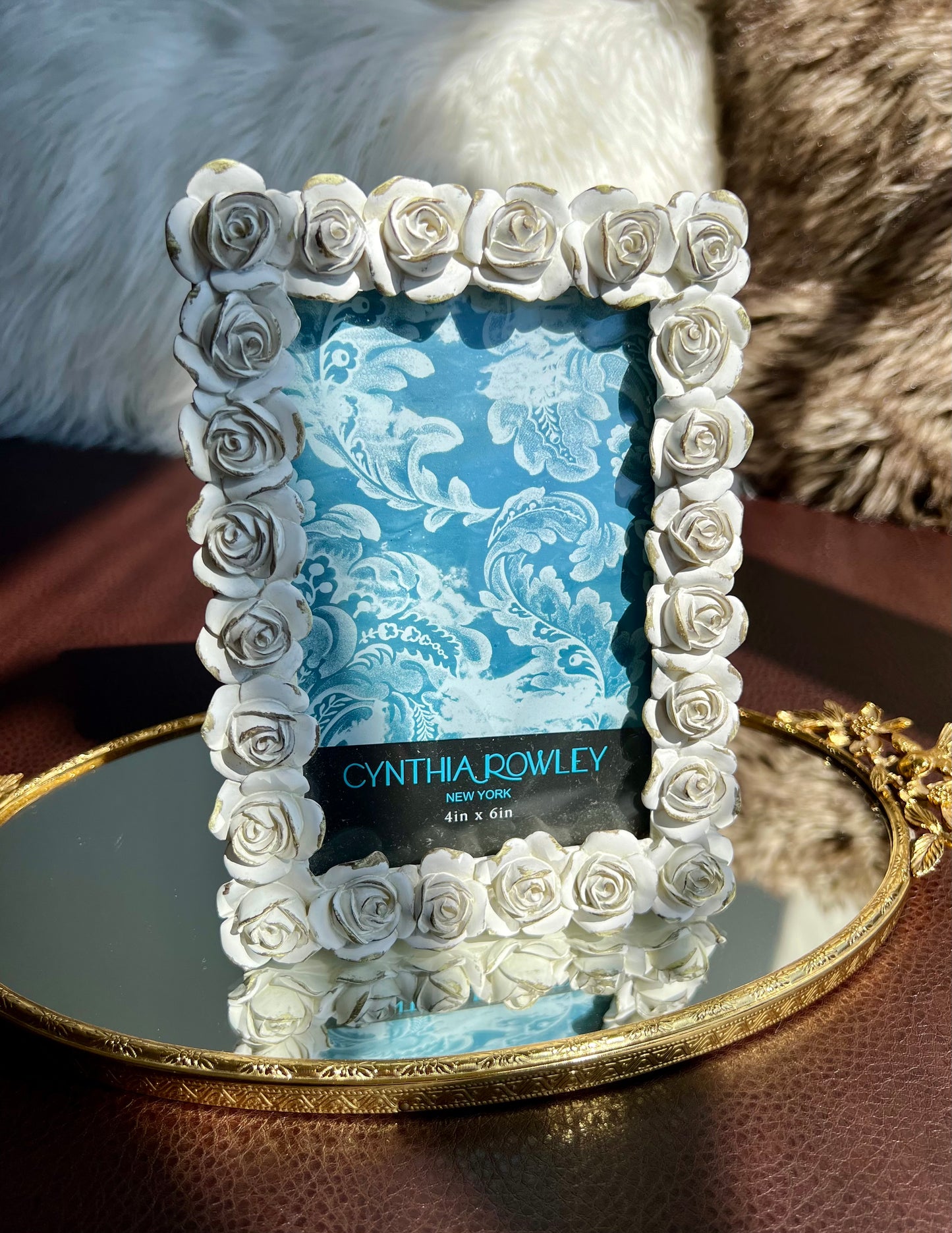 Cynthia Rowley New York White Roses Vintage Photo Frame