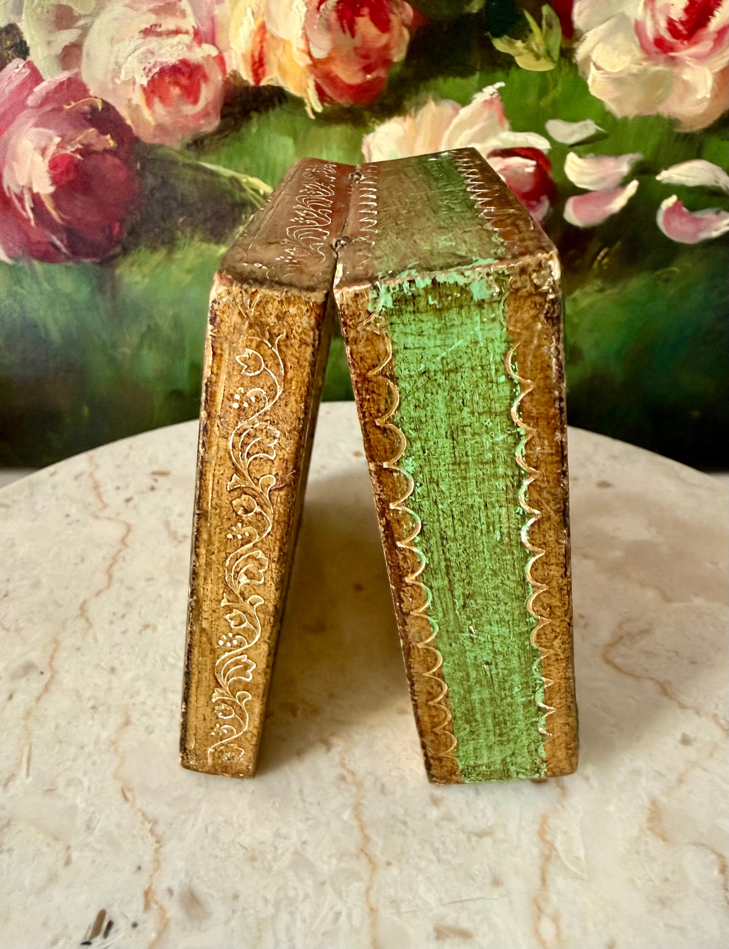 Italian Style Florentine Gold-gilded Wooden Vintage Jewelry or Trinket Box