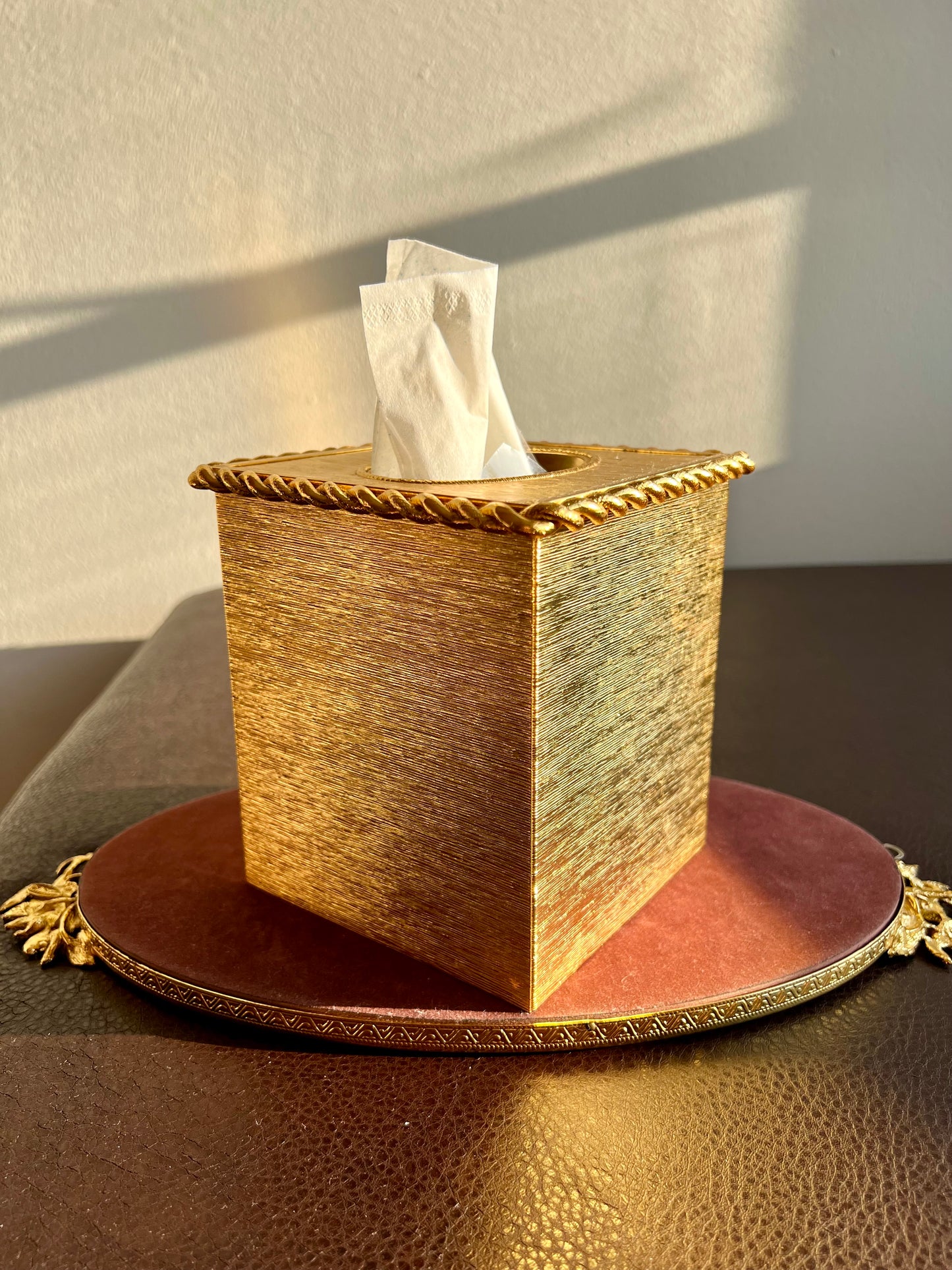 STYLEBUILT Vintage Tissue Box Cover with Gilt Rope & Tassel