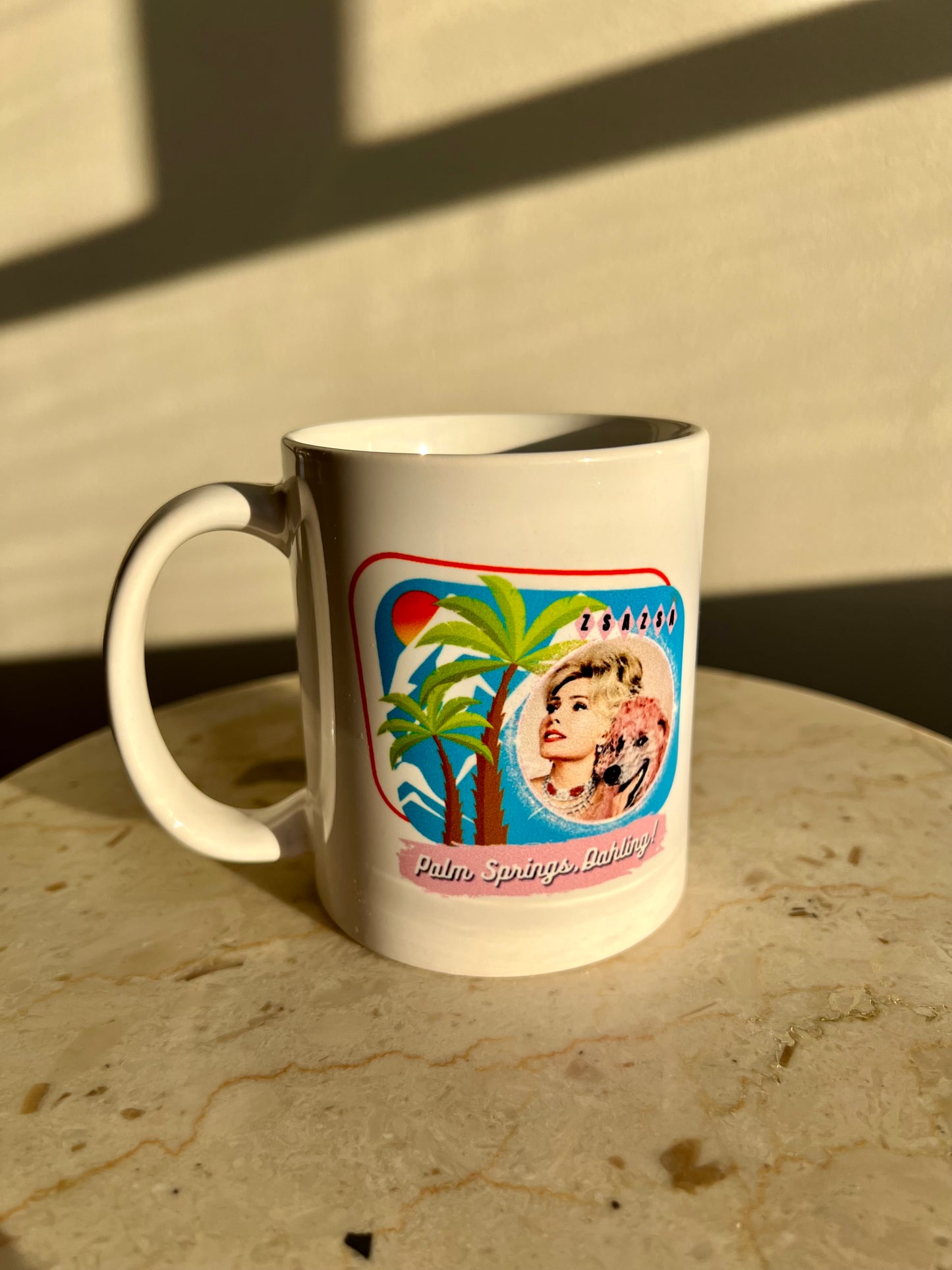 Zsa Zsa Dahling Original Unique New “Palm Springs, Dahling” Mug - Pink