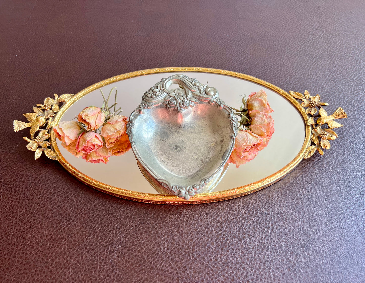 Italian Style Silver Plated Metal Heart Shaped Vintage Change Dish, Bon Bon Dish or Jewelry Holder