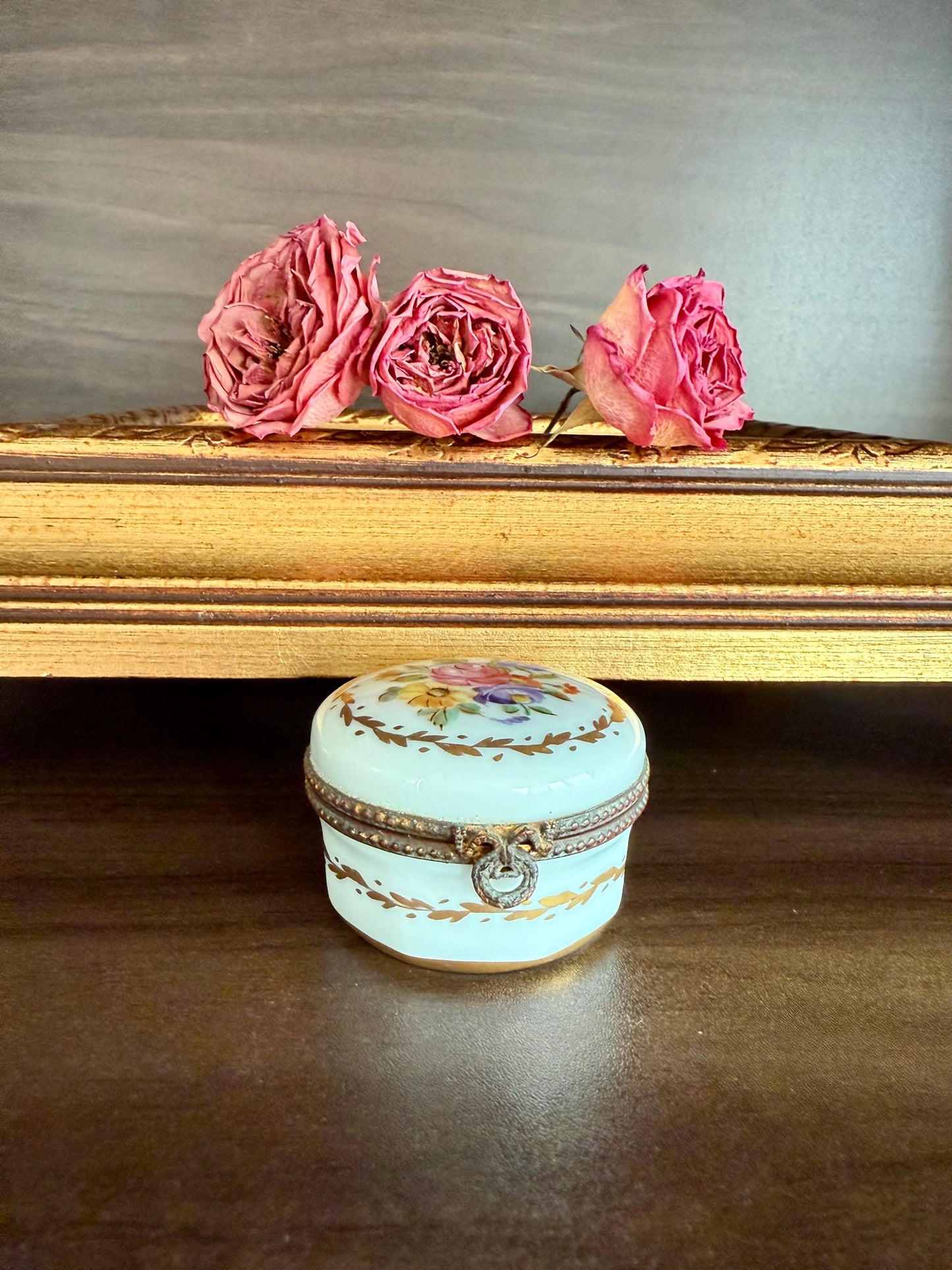 Antique Handmade and Hand-Painted Paris 1854 Porcelain Jewelry Box or Ring Holder - Made in France