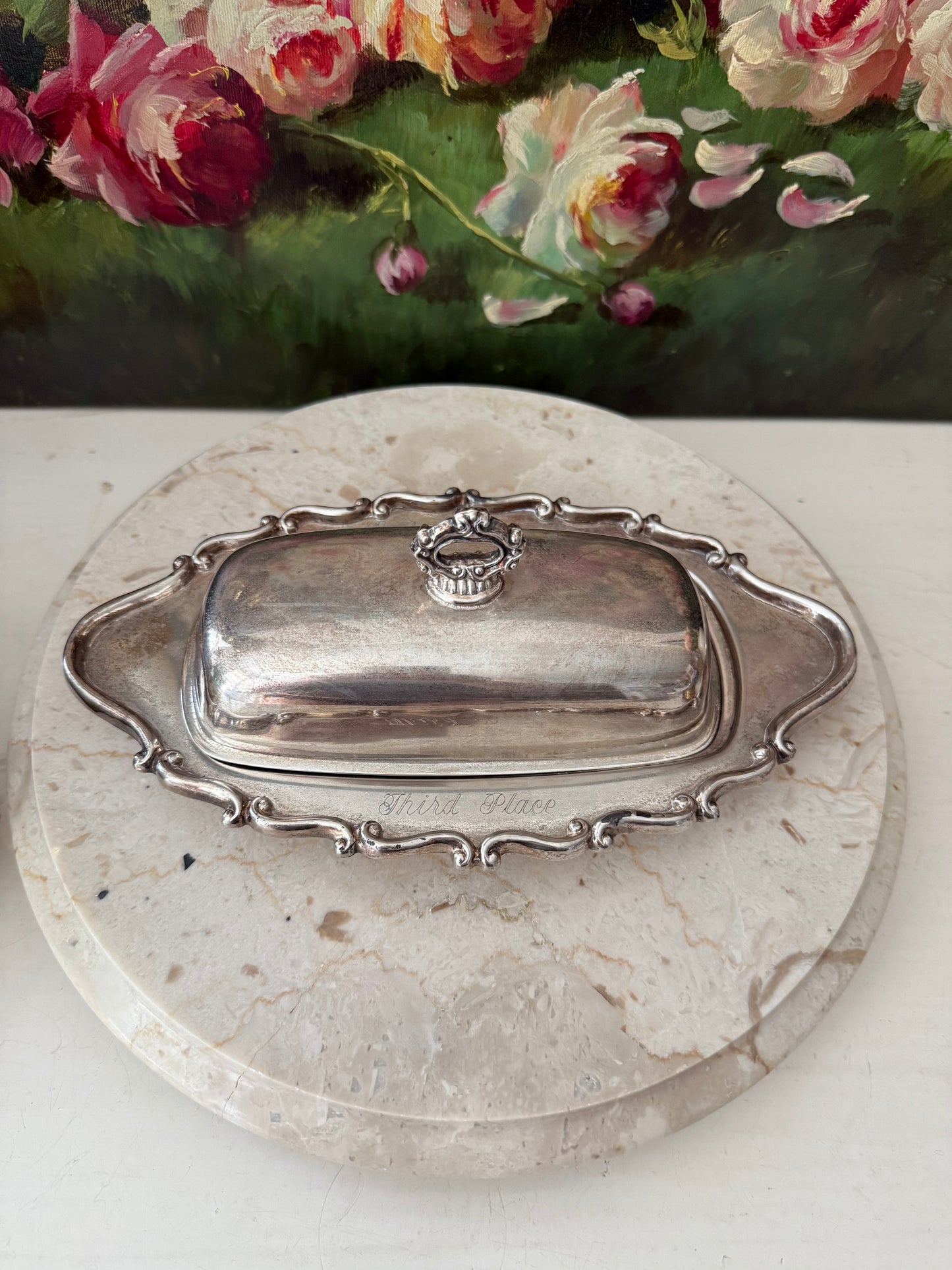 F.B. Rogers Silver Co., Vintage Silver Plate Lidded Butter Dish from the 1960s - Made in USA
