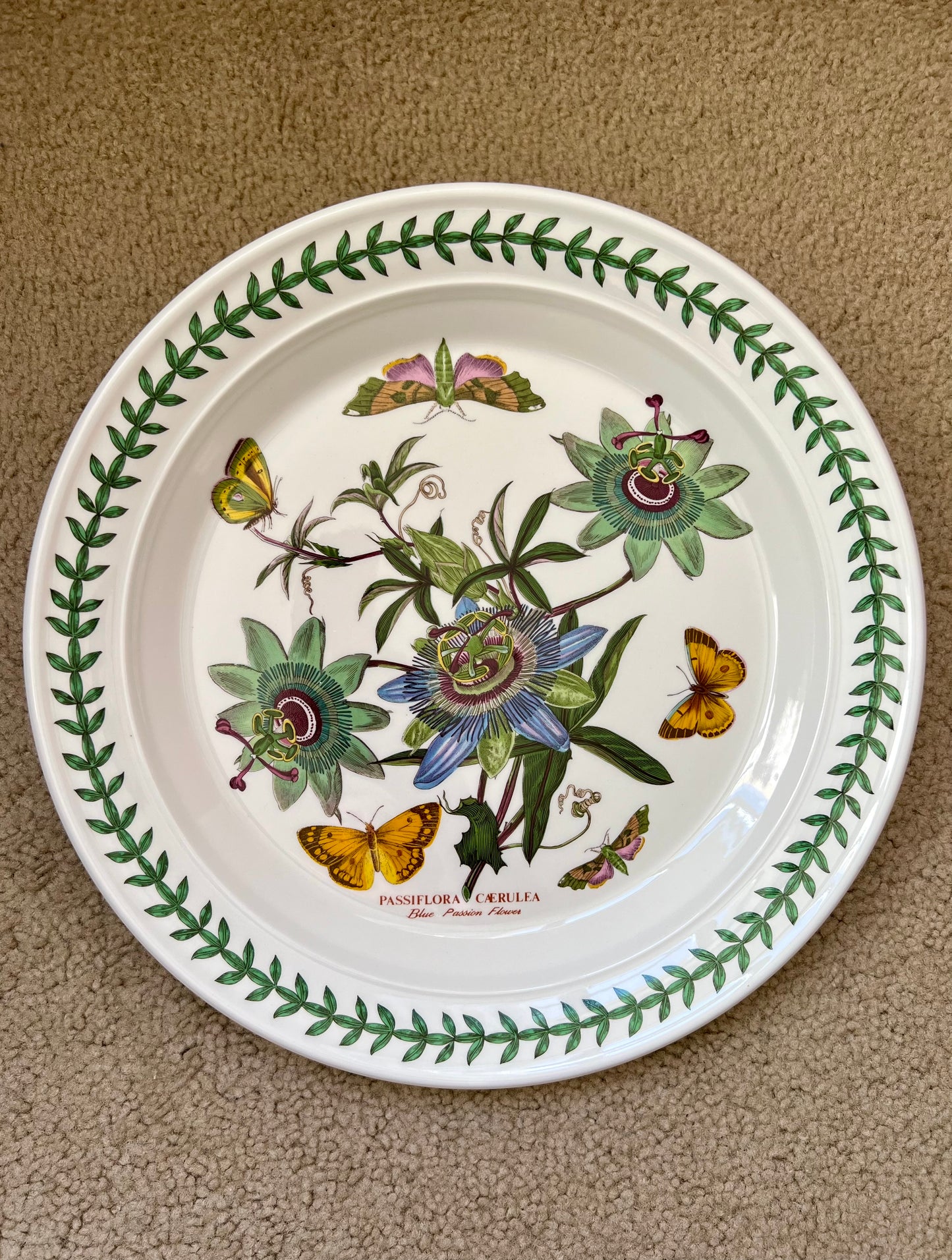 Port Meirion Botanic Garden Passiflora Caerulea, Blue Passion Flower Dinner Plate, from 1972