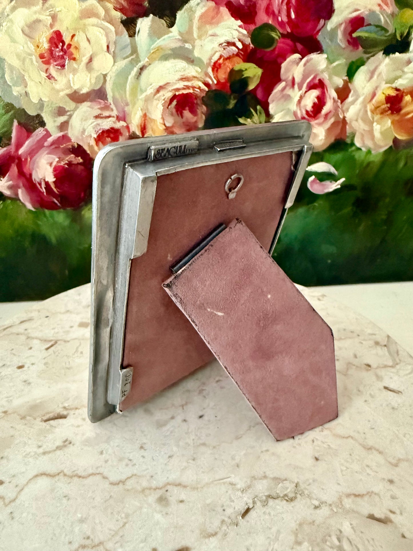 1988 Silver Plated Vintage Seagull Pewter Equestrian Picture Frame (model PF160) - Made in Canada