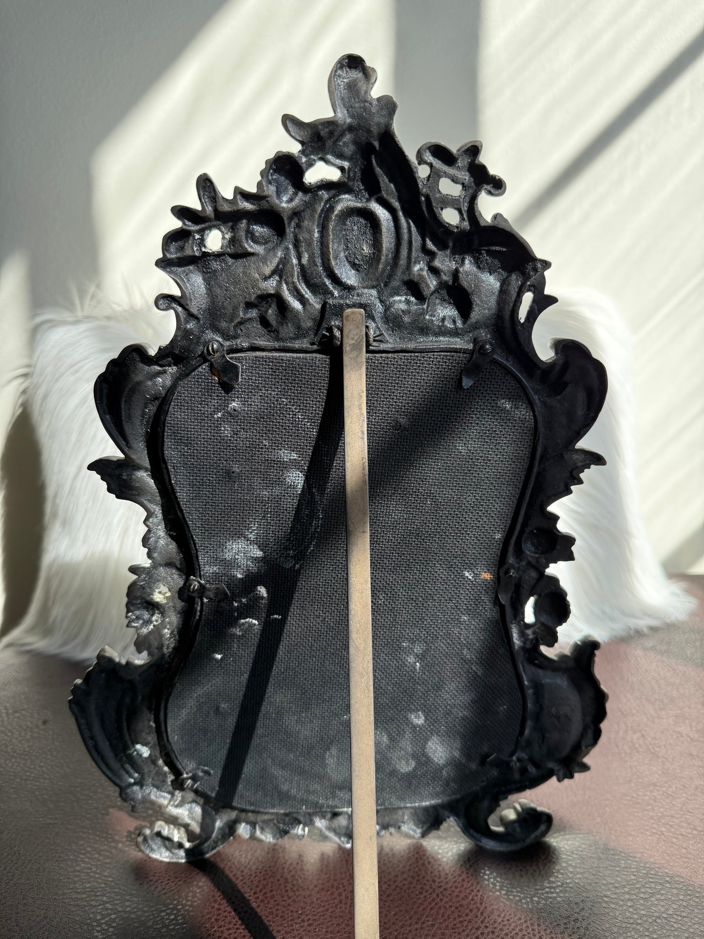 Antique Bronze Rococo Style French Big Table and Makeup Mirror from the 19th or Early 20th Century