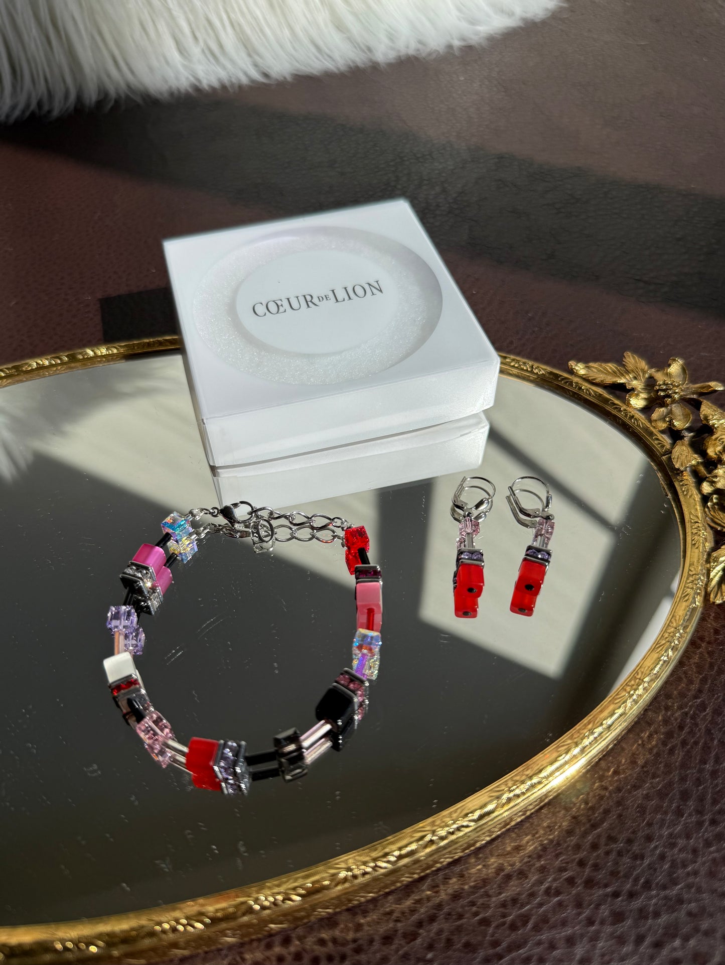 CoEur De Lion Geo Cube Red Earrings in Original Box