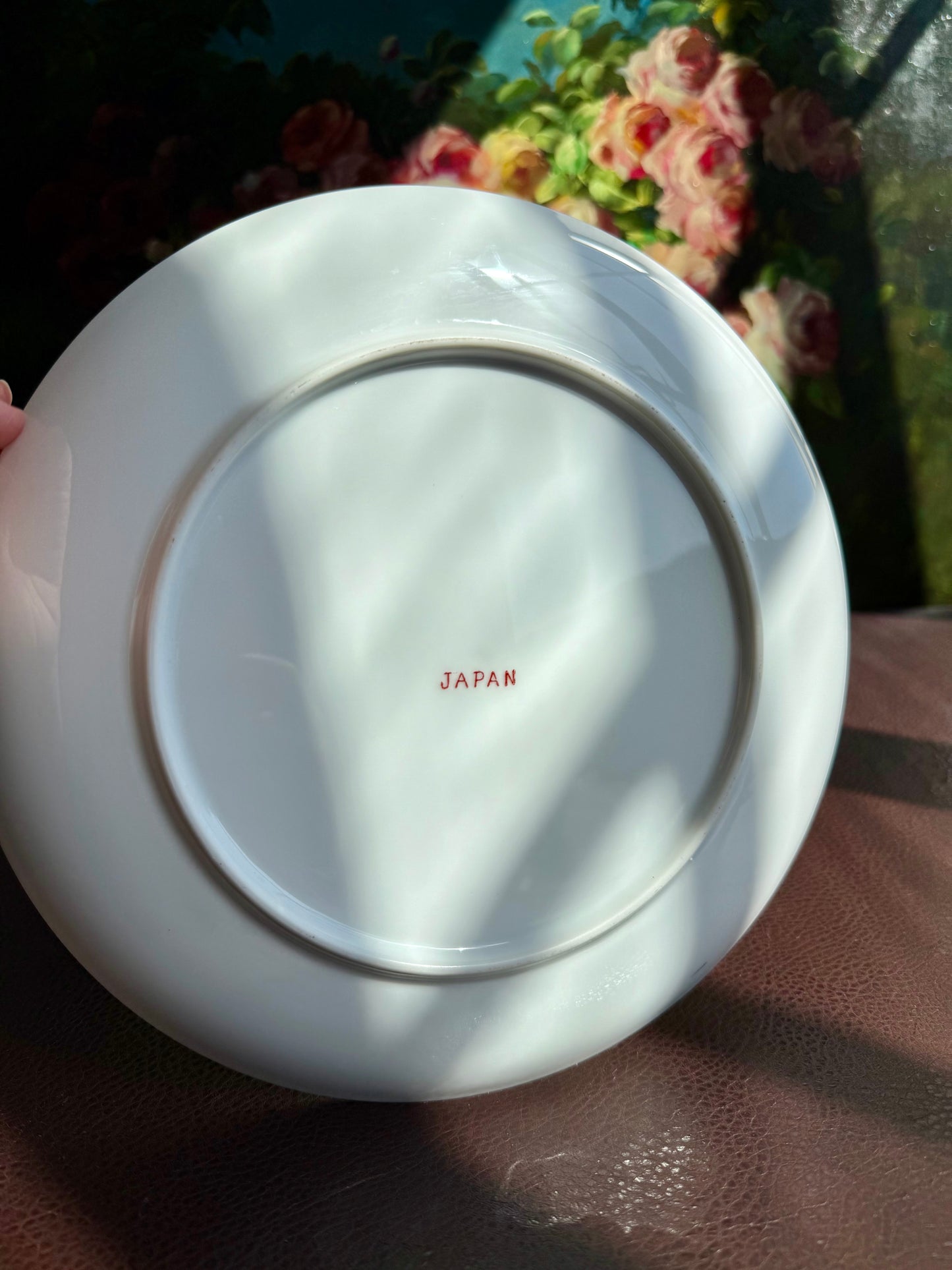 Iris Flower Design Hand-Painted and Gold Trim Vintage White Porcelain Plate - Made in Japan