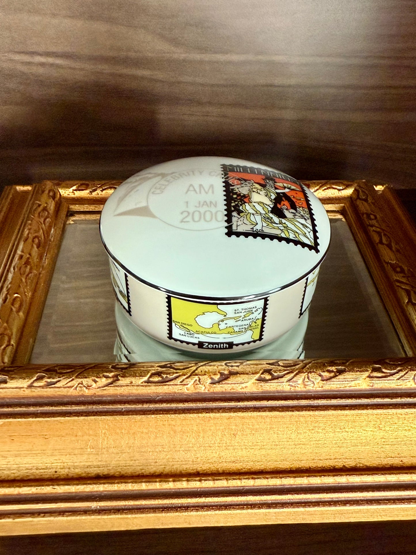 Tiffany & Co. Porcelain Jewelry or Trinket Box, Commissioned by Celebrity Cruises to Commemorate the New Millennium, Made in Japan