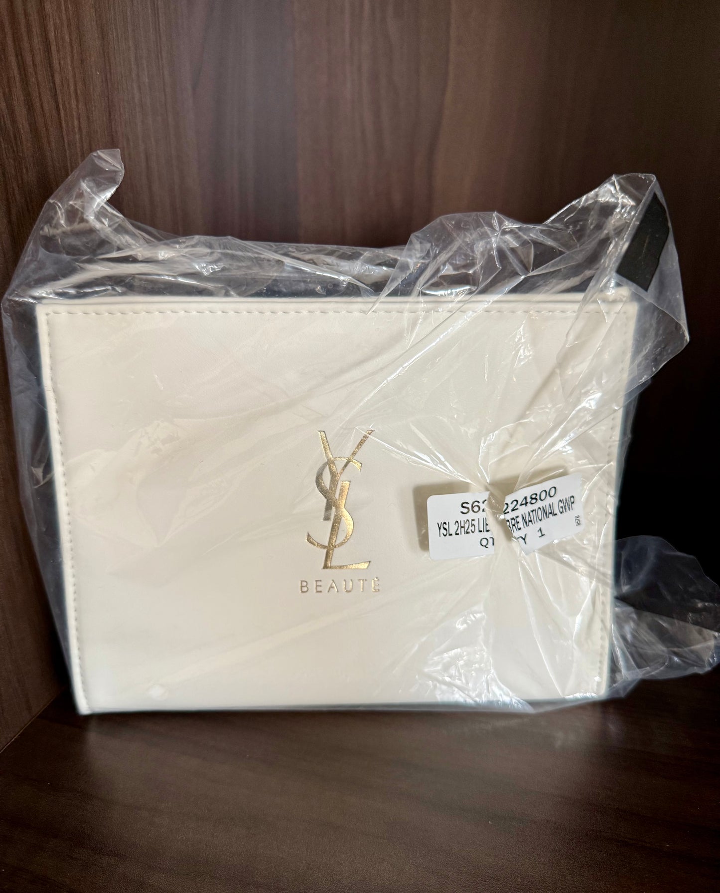 Yves Saint Laurent YSL White Makeup Bag with LIBRE Perfumed Body Balm, New - Never Used