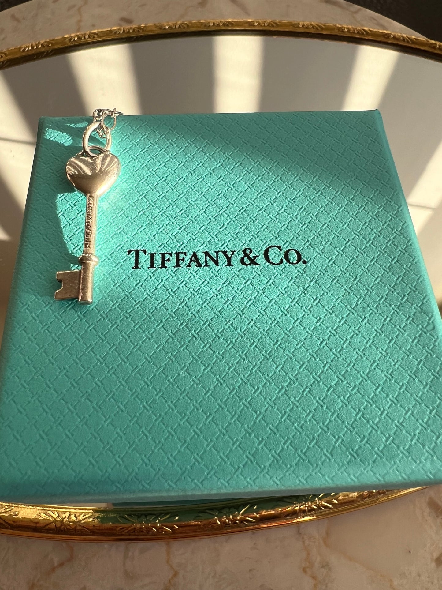 Tiffany & Co. Silver Heart Key Pendant, Mini 1P Diamond Silver 925 Women's Vintage Necklace