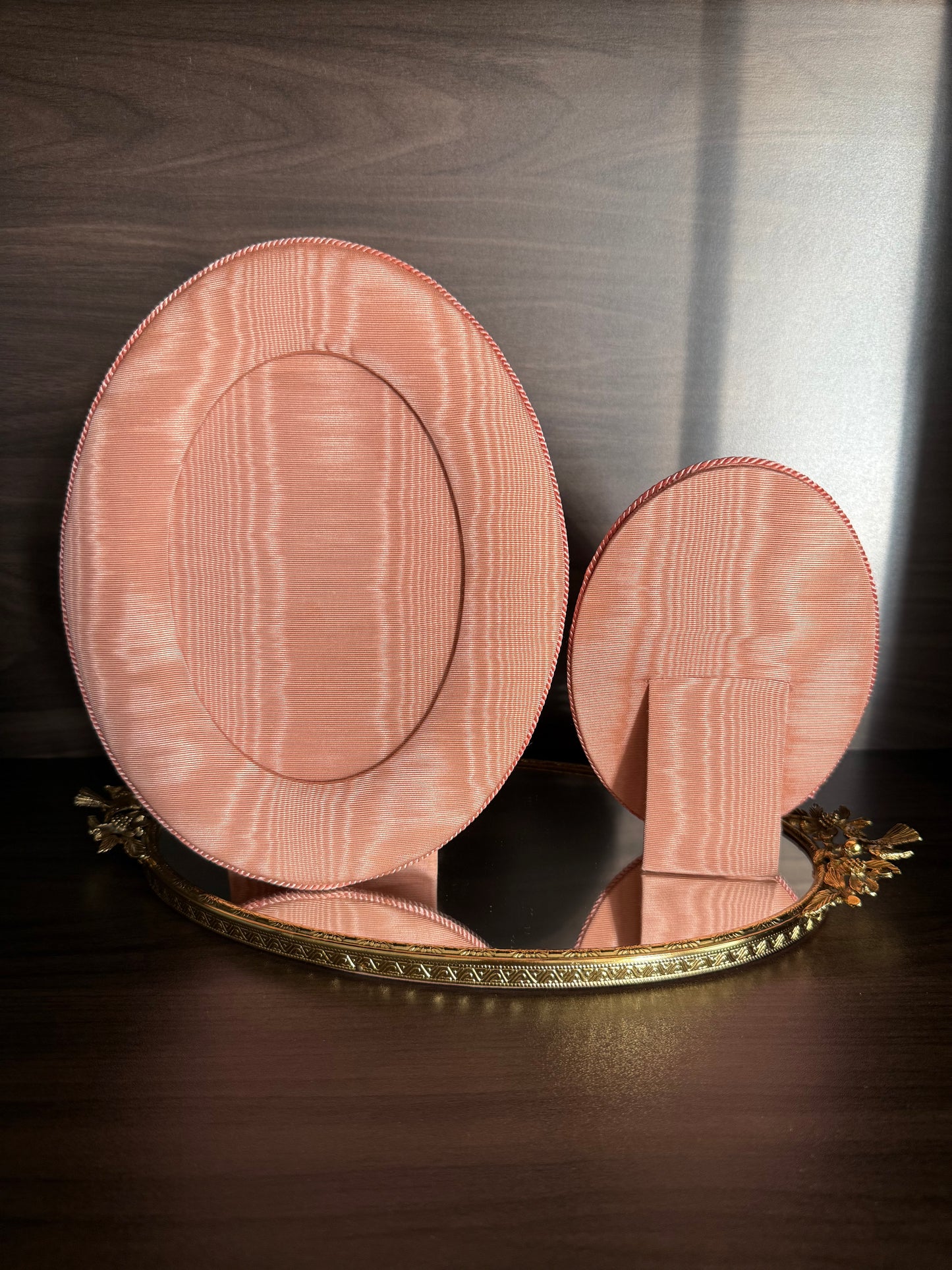 A Pair of Pink Elegant Silk fabric - coated Vintage Photo/ Picture Frames (2 pieces)