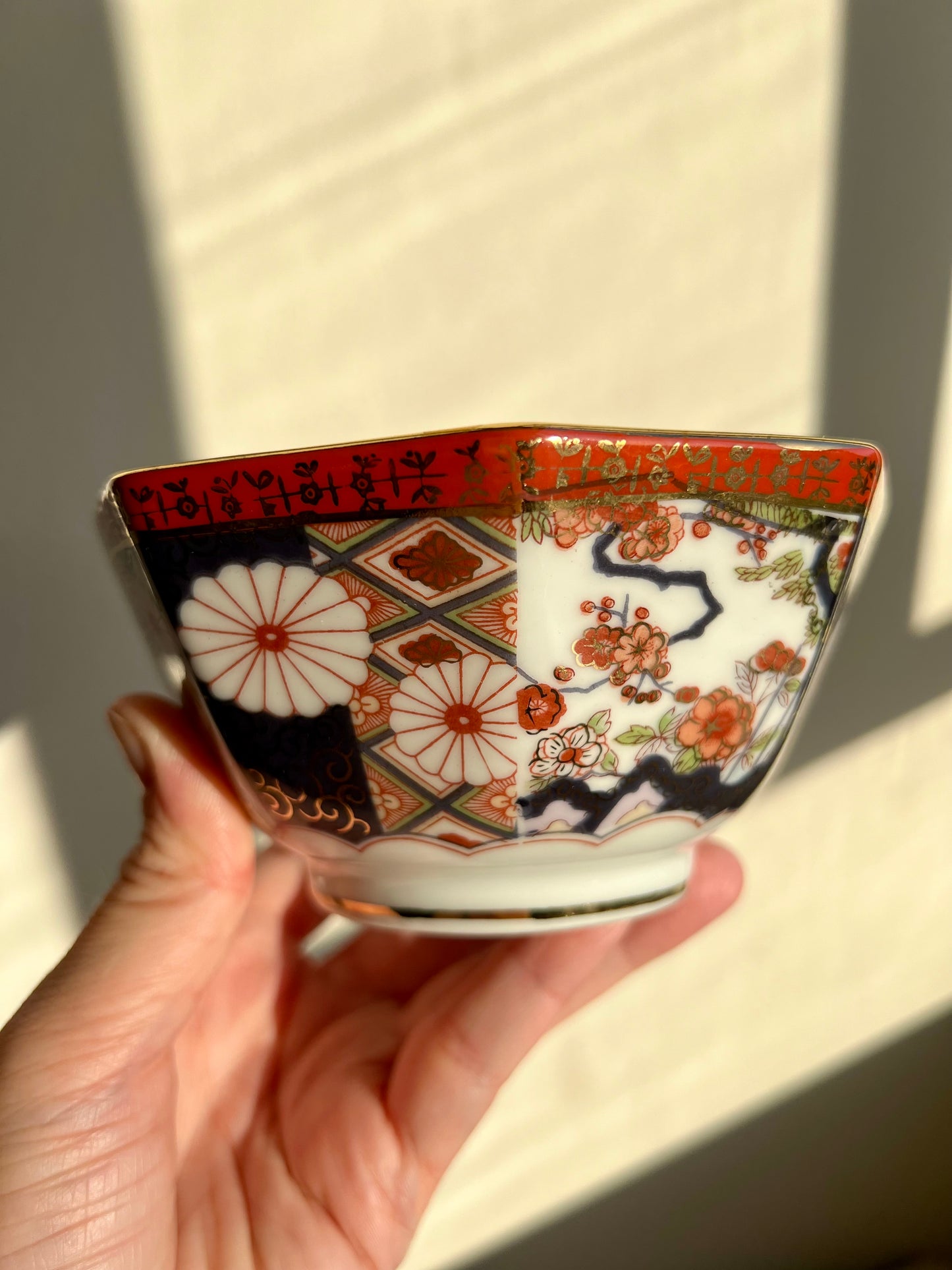 Octagon Saji Floral Japan Vintage Bowl