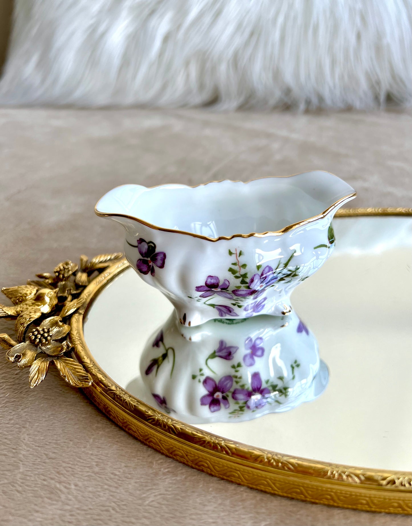 Hammersley Bone China Victorian Violets Creamer And Sugar Bowl Set