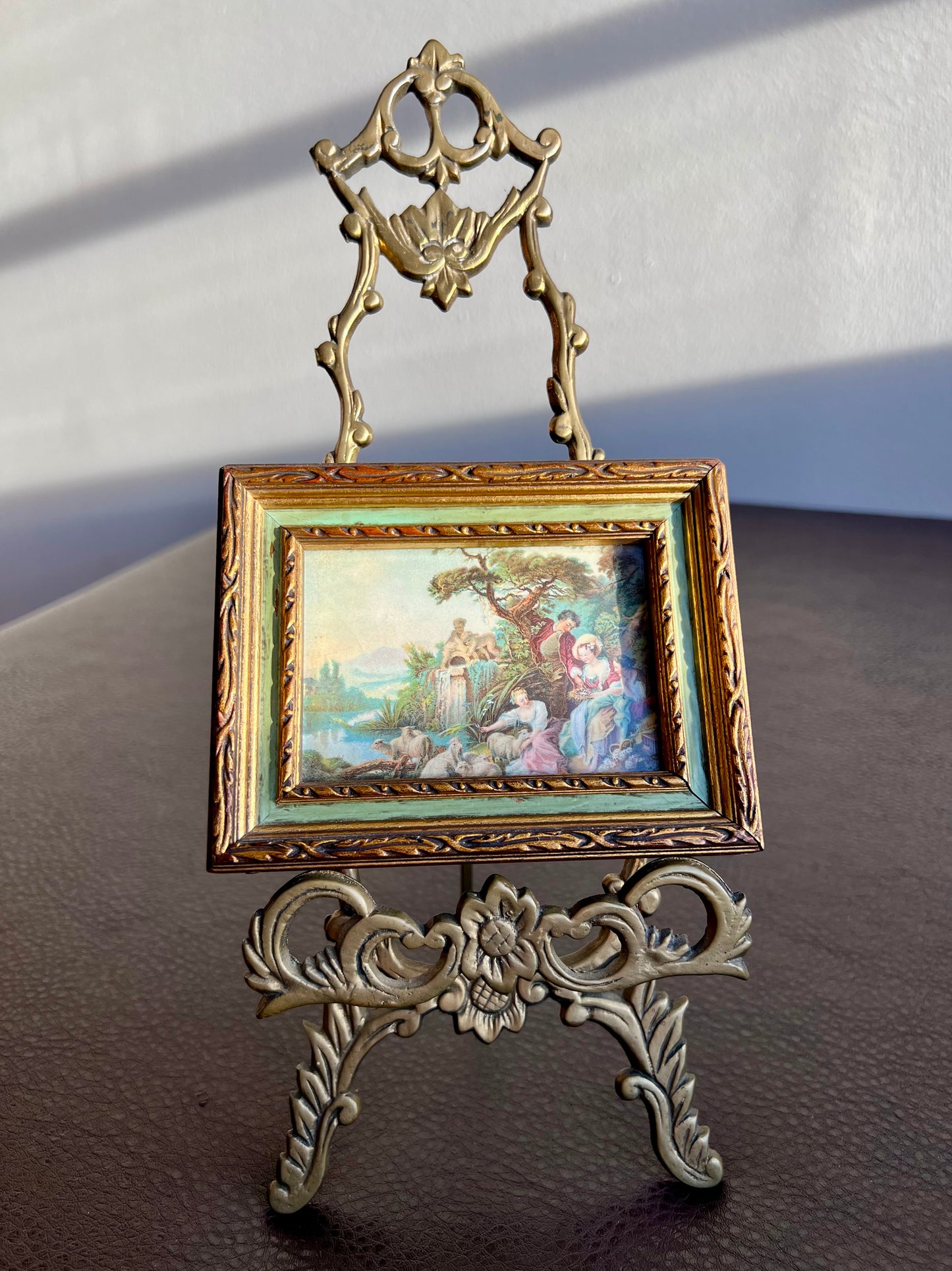 Florentine Mini Vintage Print Picture with Gilded Wooden Square Frame, Italian Style