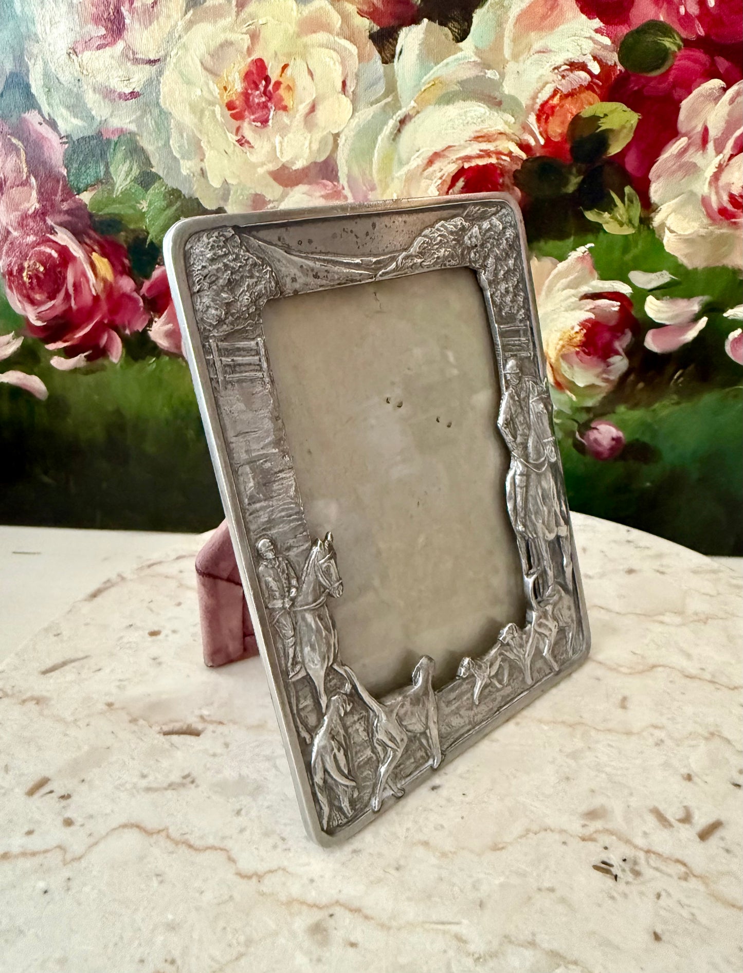1988 Silver Plated Vintage Seagull Pewter Equestrian Picture Frame (model PF160) - Made in Canada