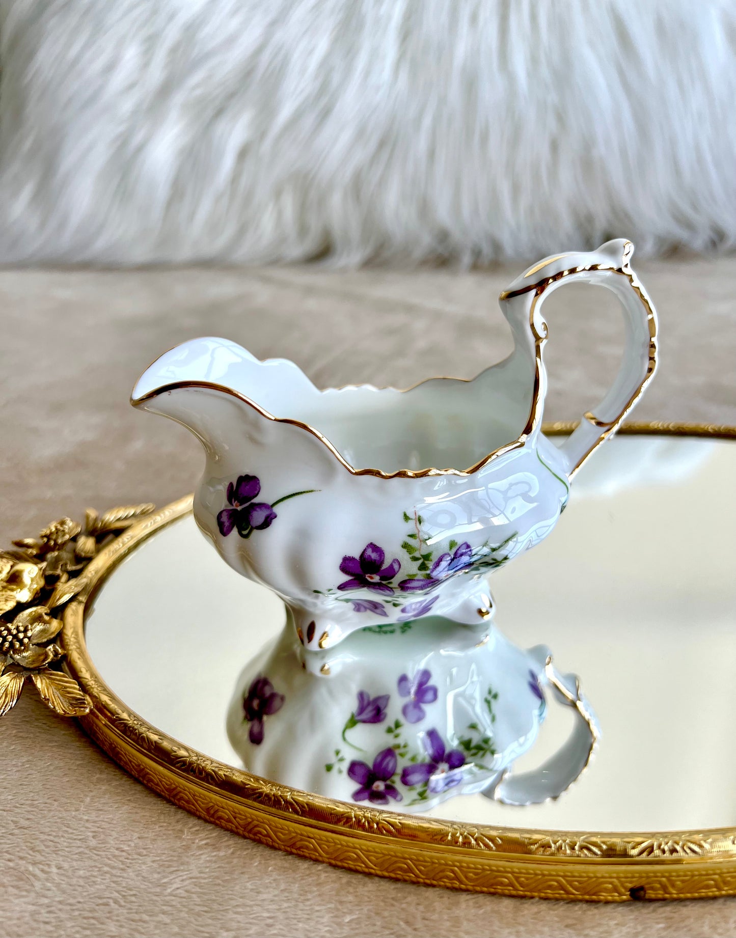 Hammersley Bone China Victorian Violets Creamer And Sugar Bowl Set, Made in England