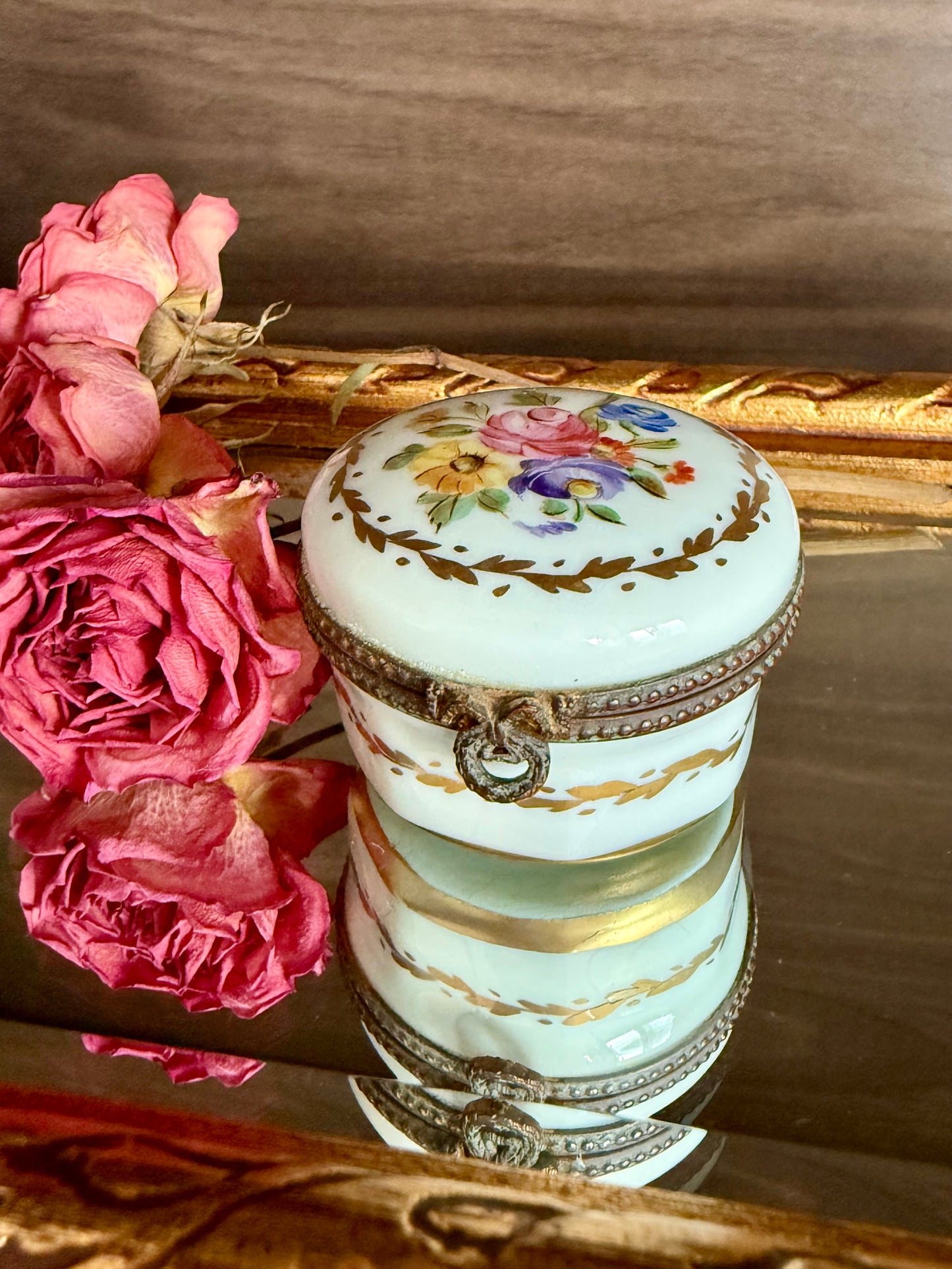 Antique Handmade and Hand-Painted Paris 1854 Porcelain Jewelry Box or Ring Holder - Made in France