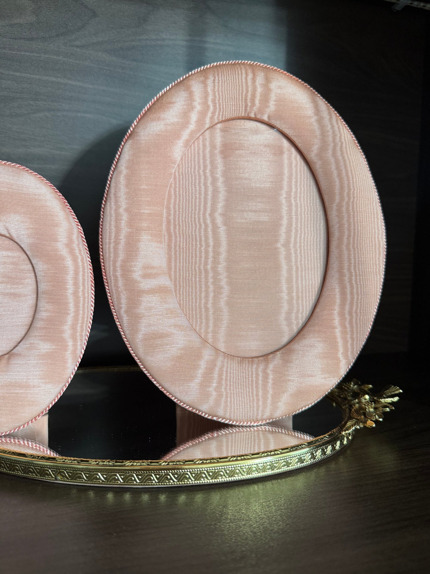 A Pair of Pink Elegant Silk fabric - coated Vintage Photo/ Picture Frames (2 pieces)