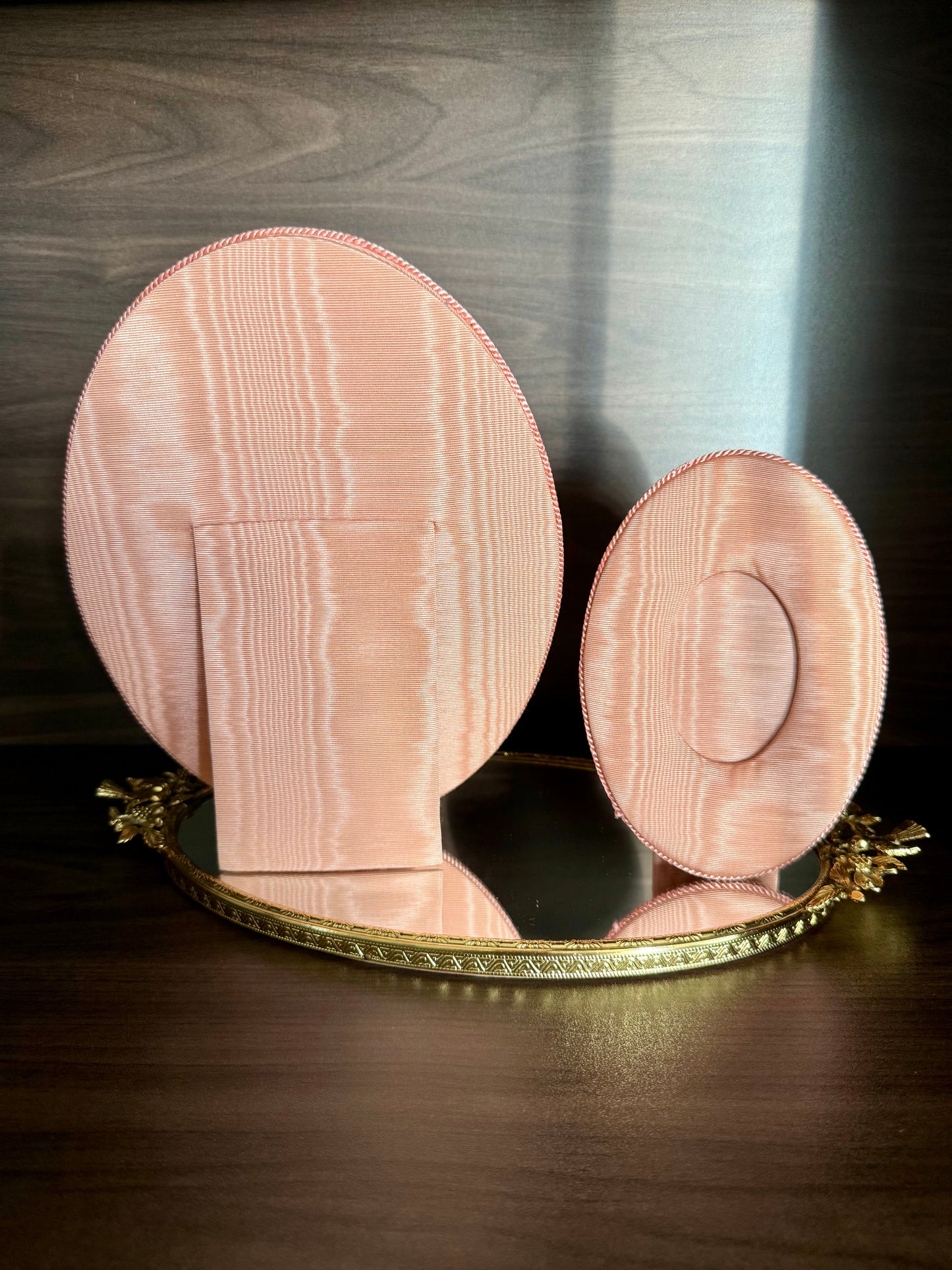 A Pair of Pink Elegant Silk fabric - coated Vintage Photo/ Picture Frames (2 pieces)