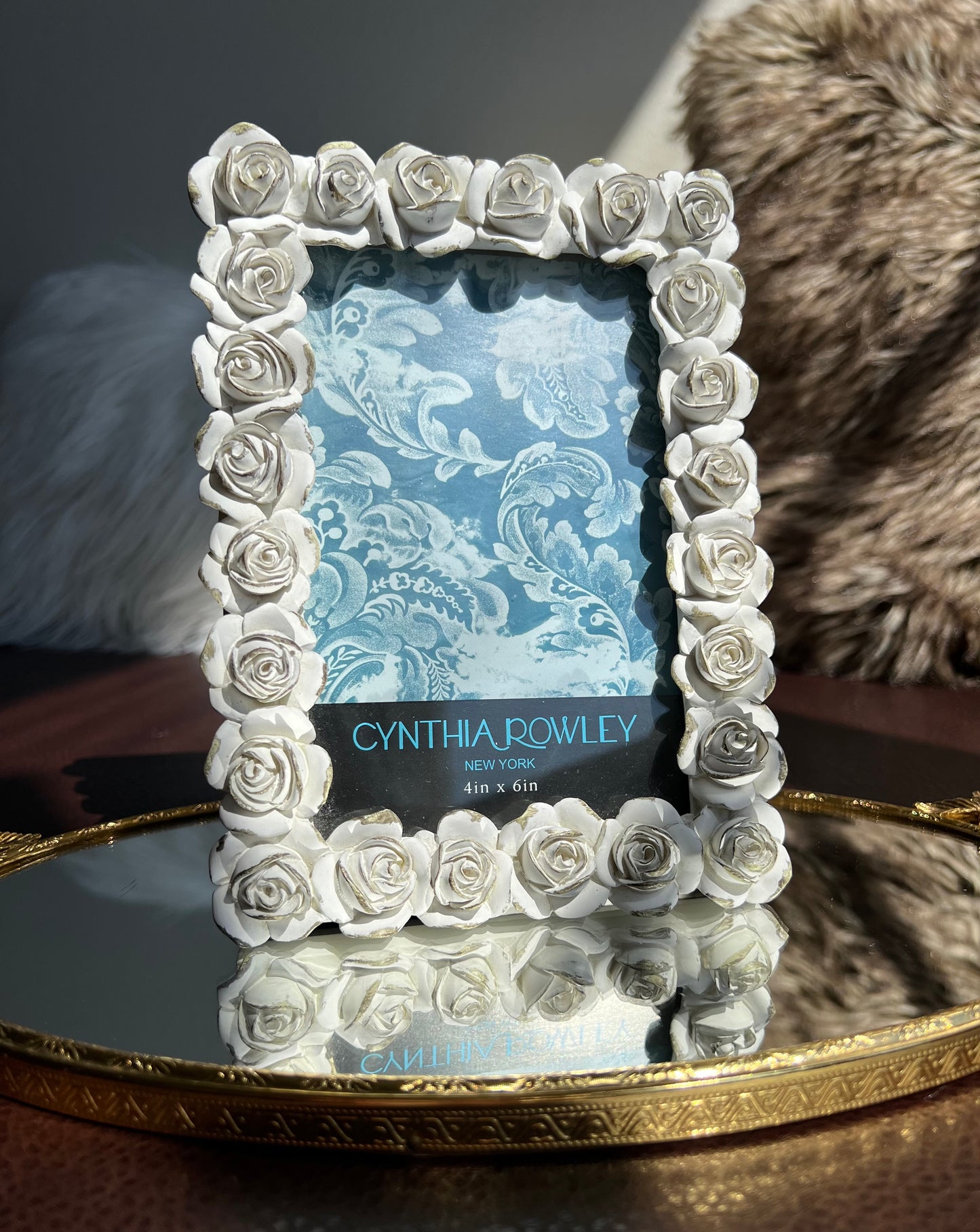 Cynthia Rowley New York White Roses Vintage Photo Frame